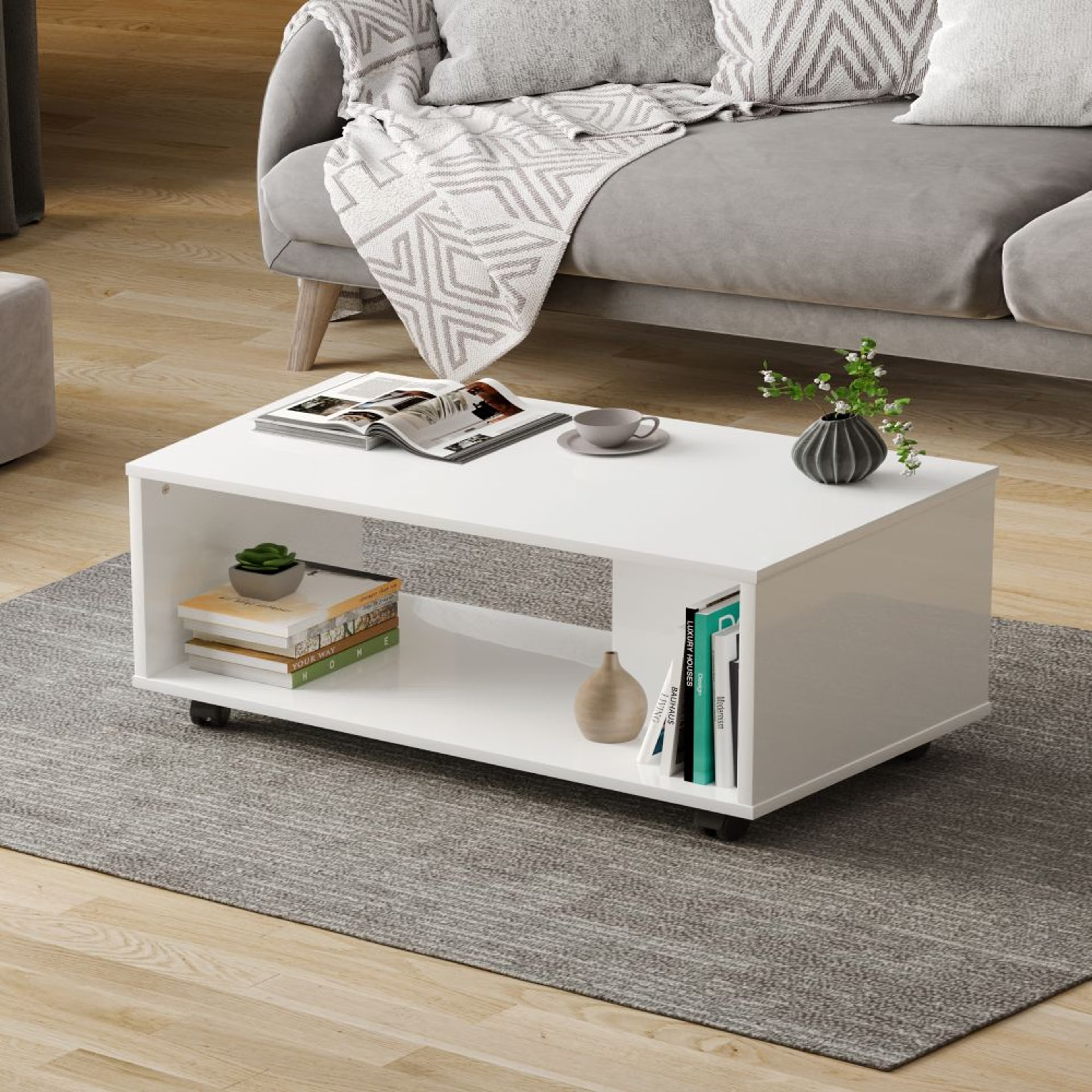 Leonis Coffee Table - Frosty White Color, Engineered Wood Frosty White
