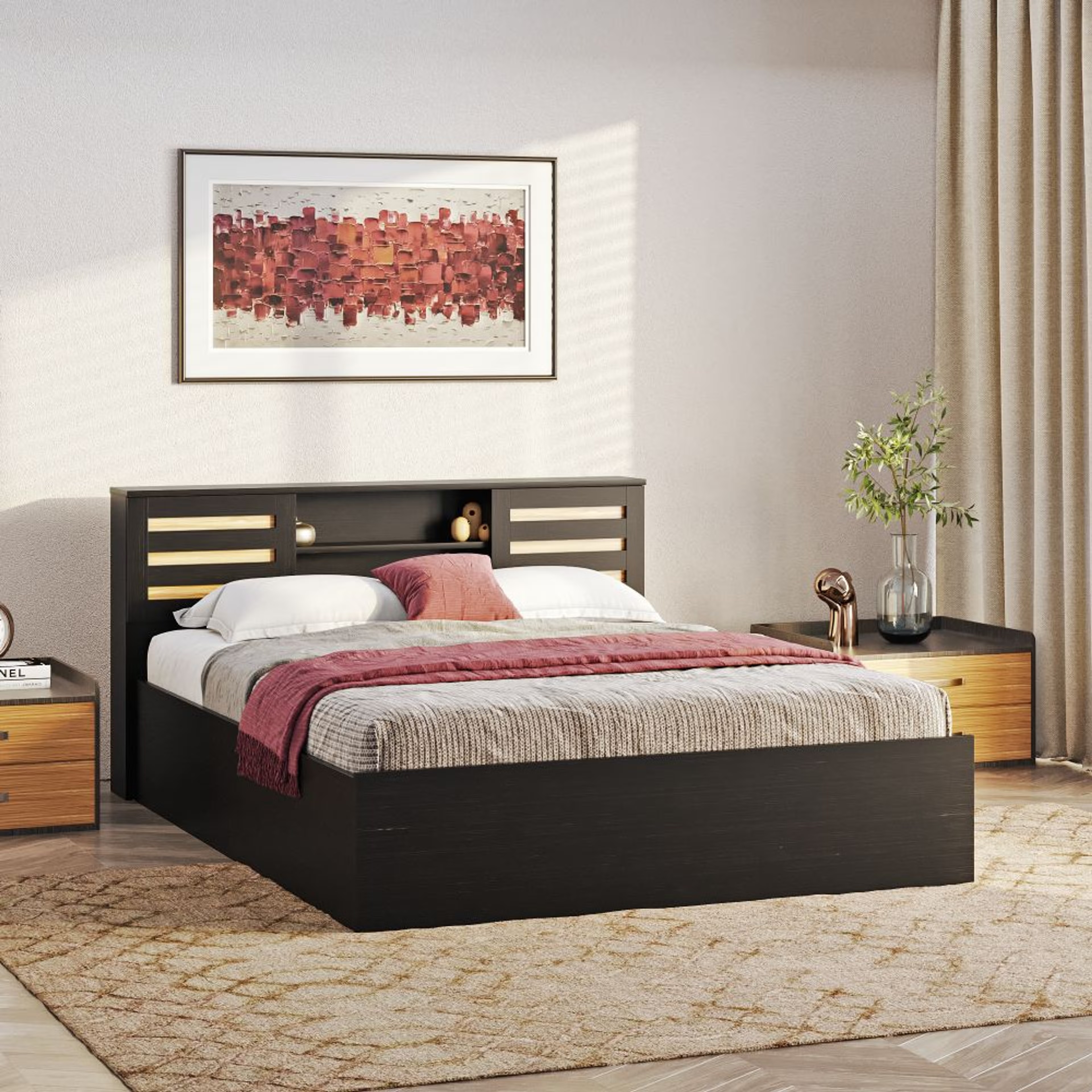Wakefit Caph Queen Storage Engineered Wood Bed Queen - 78" x 60\