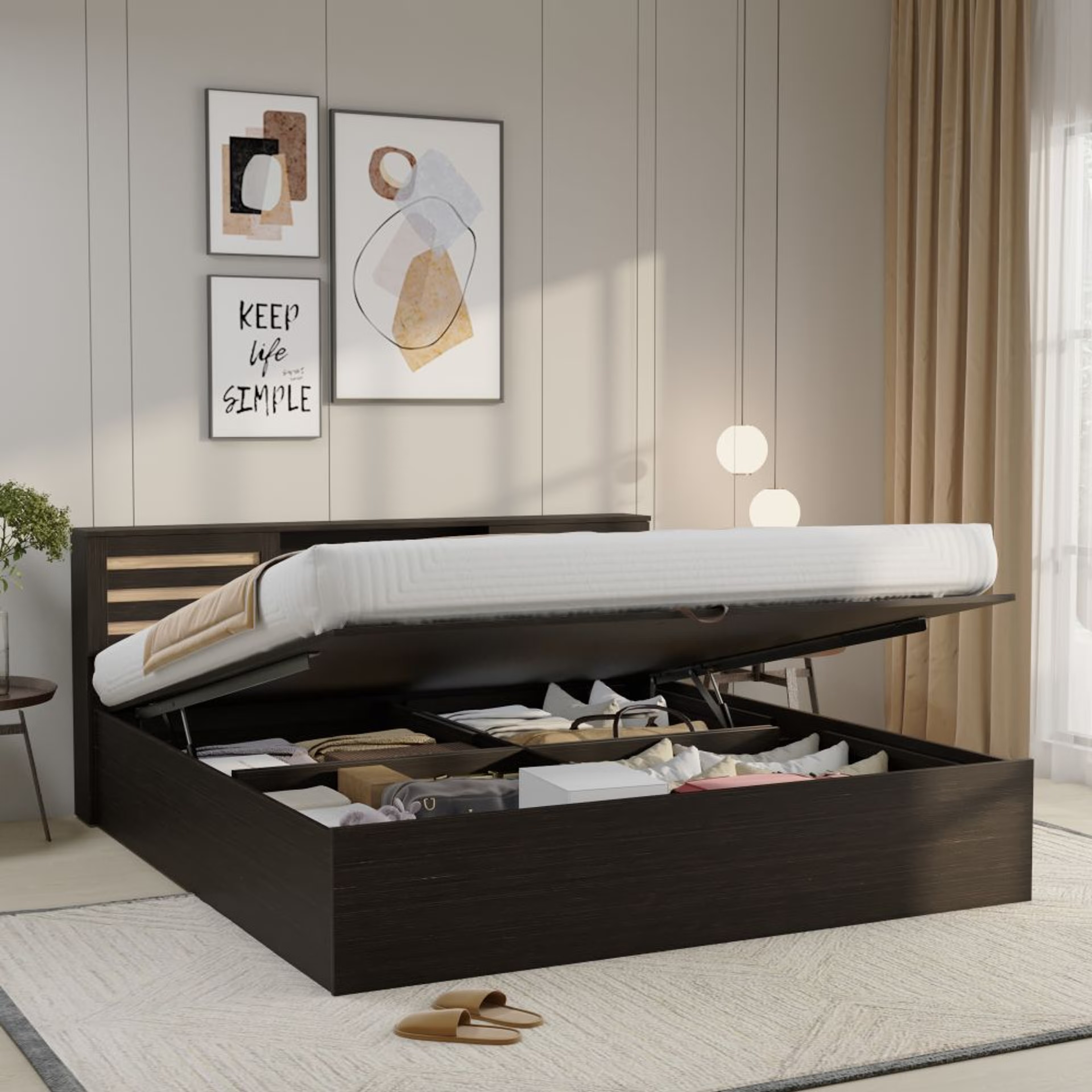 Home 40 Wakefit Caph King Storage Engineered Wood Bed With Hydraulic Mechanism King - 78" x 72\