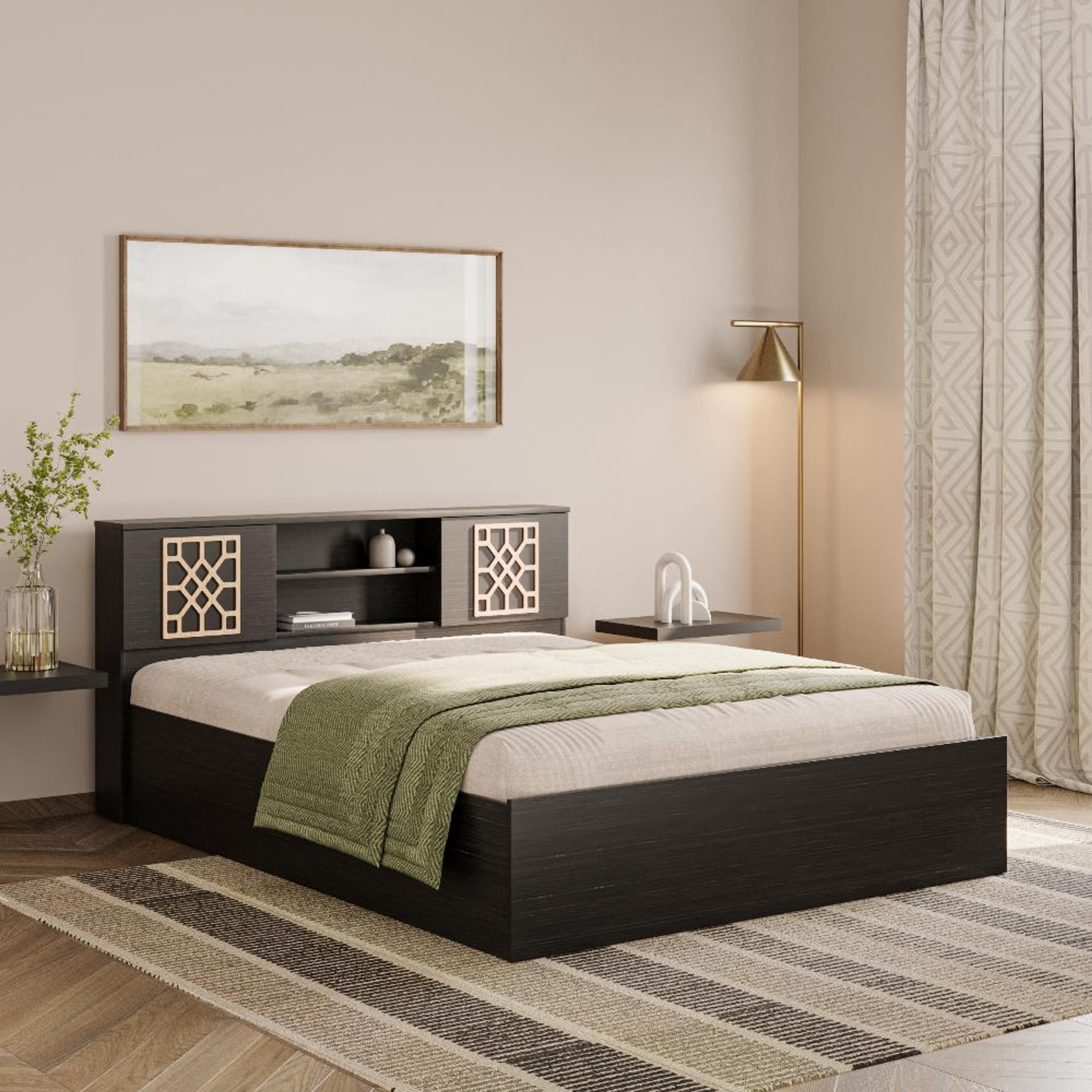 Home 25 Wakefit Algol Queen Storage Engineered Wood Bed Queen - 78" x 60\