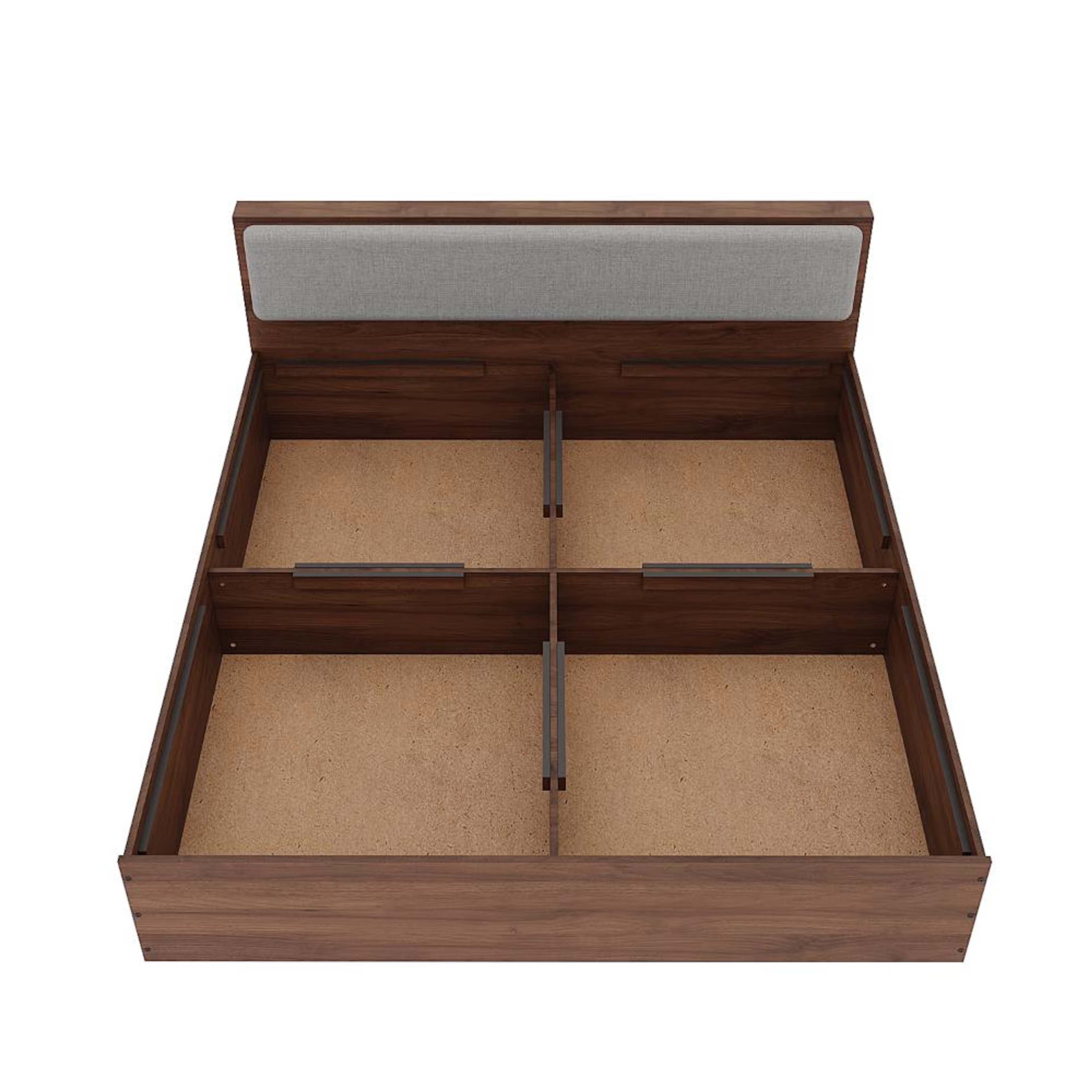 Home 37 Wakefit Taurus King Storage Engineered Wood Bed With Omega Grey Upholstered Headboard King - 78" x 72\