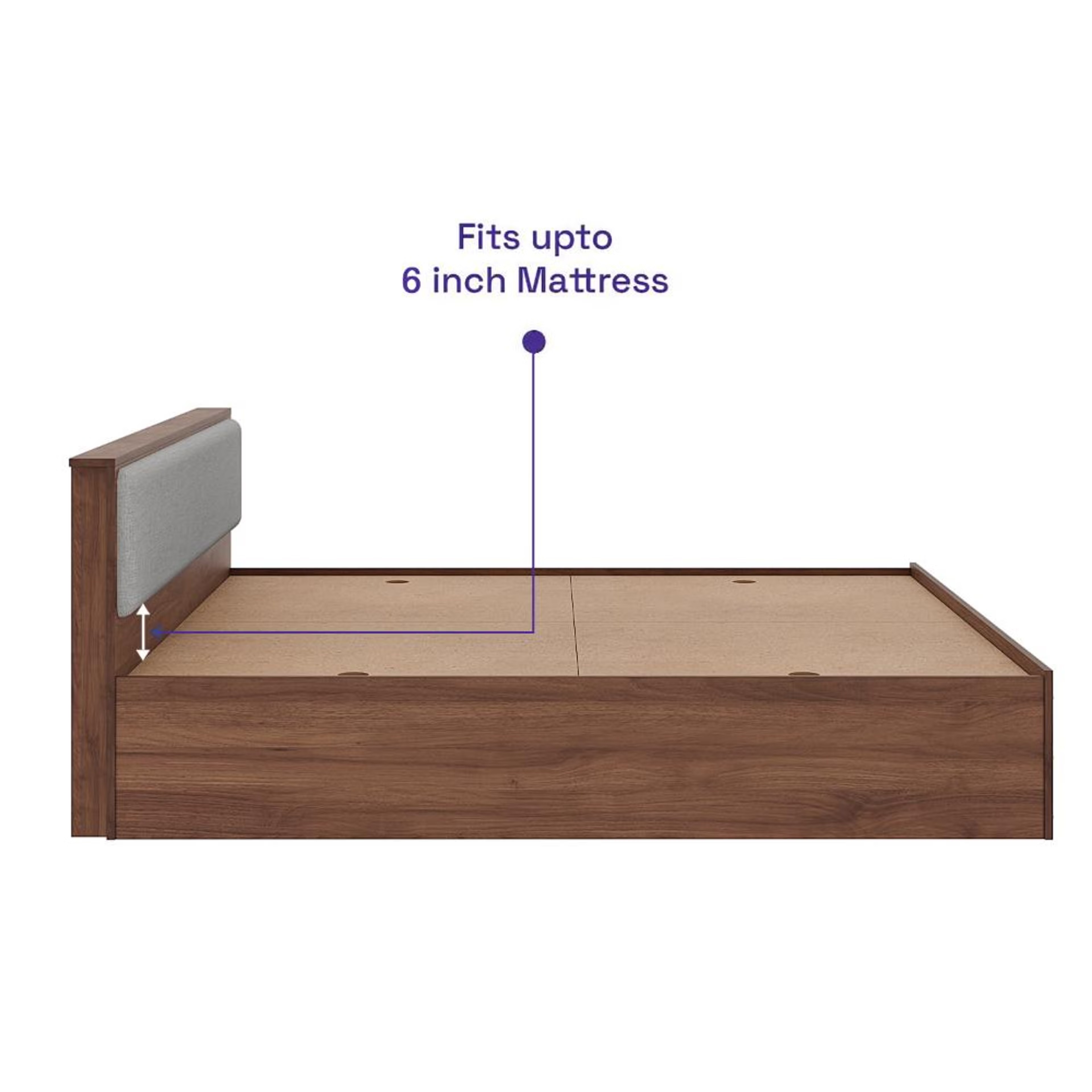 Wakefit Taurus King Storage Engineered Wood Bed With Omega Grey Upholstered Headboard King - 78" x 72 4 Wakefit Taurus King Storage Engineered Wood Bed With Omega Grey Upholstered Headboard King - 78" x 72\