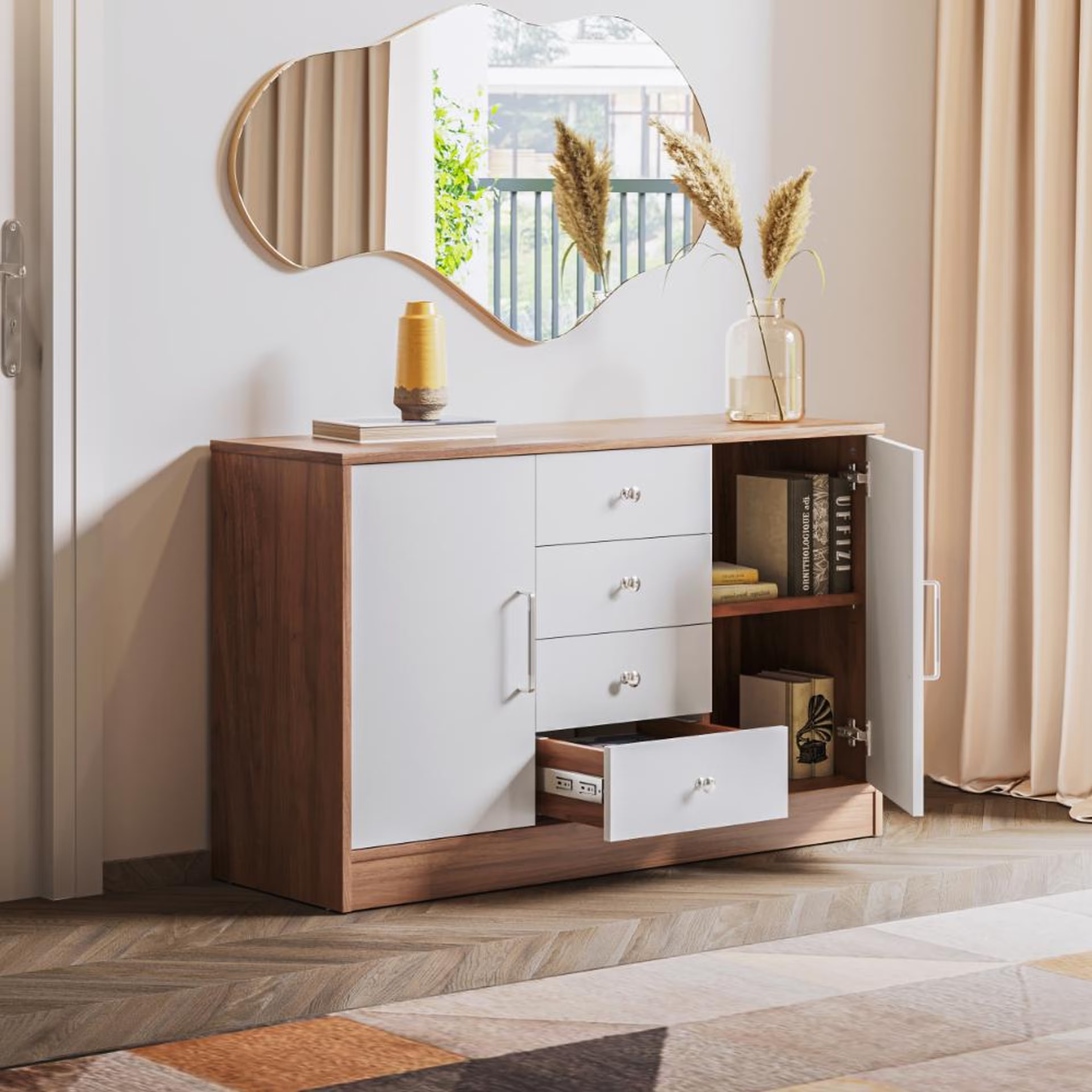 Wakefit Uruk Side Board Columbia Walnut And Frosty White