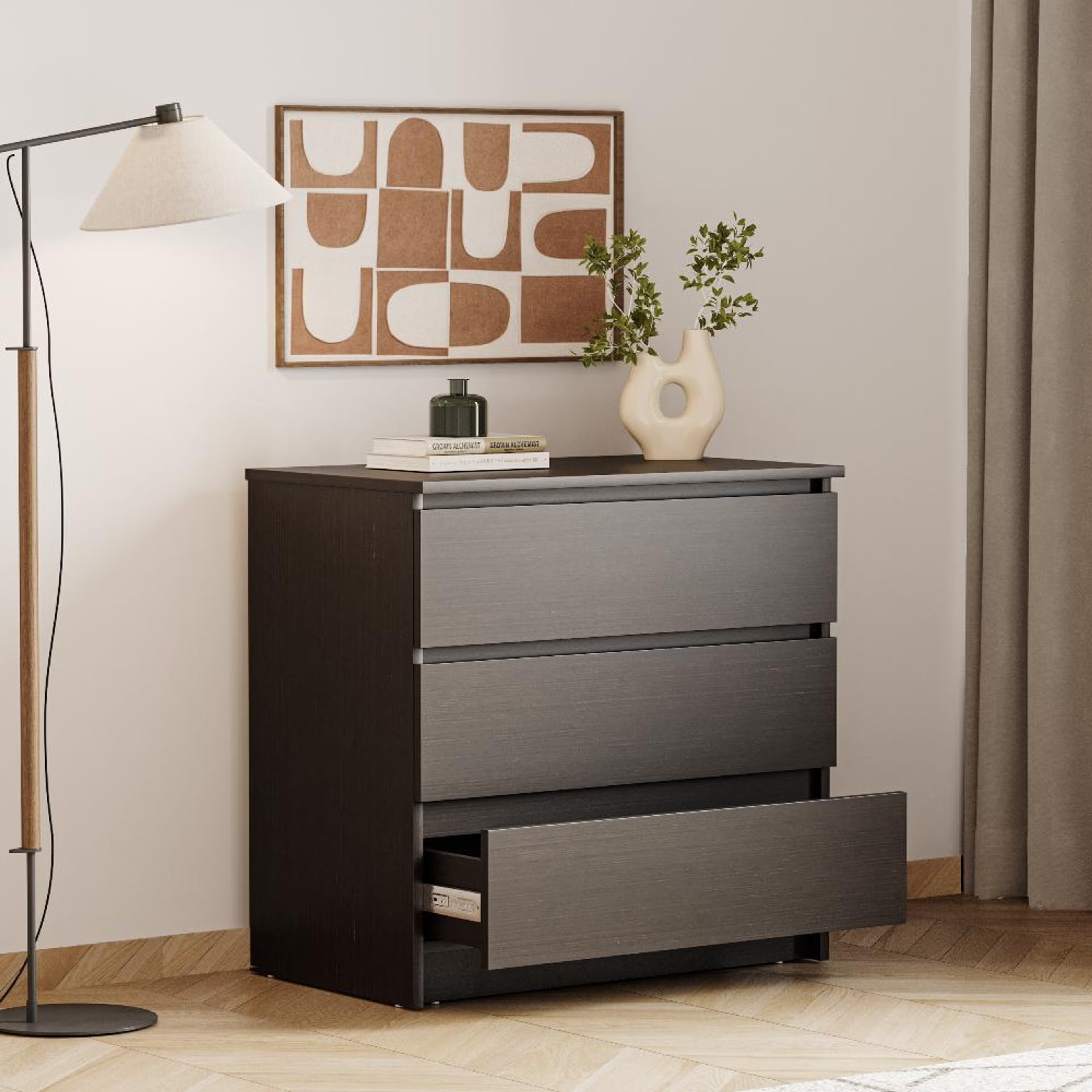 Wakefit Spica Chest Of Drawers (Wenge) 3 Drawer, Wenge