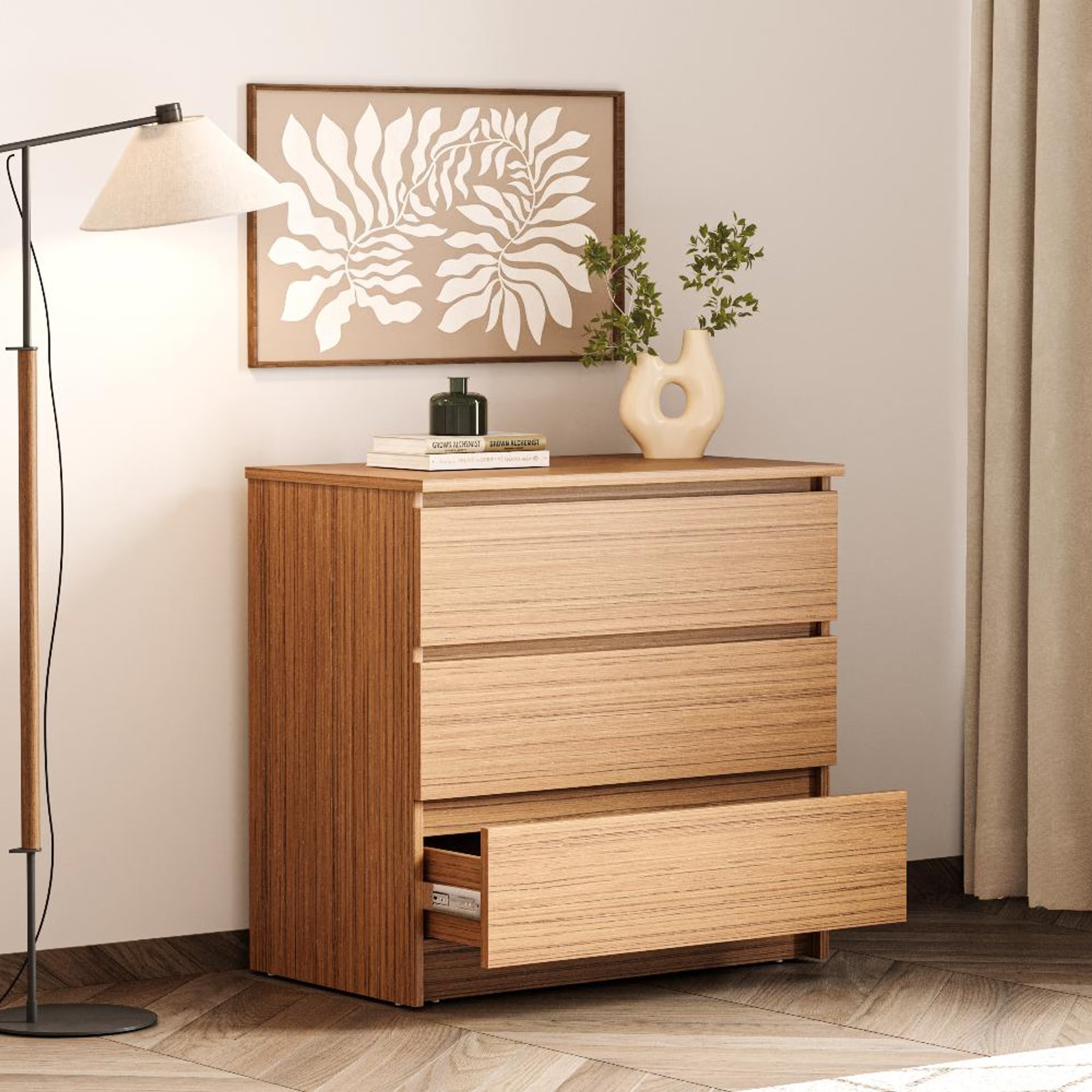 Wakefit Spica Chest Of Drawers (Urban Teak) 3 Drawer, Urban Teak