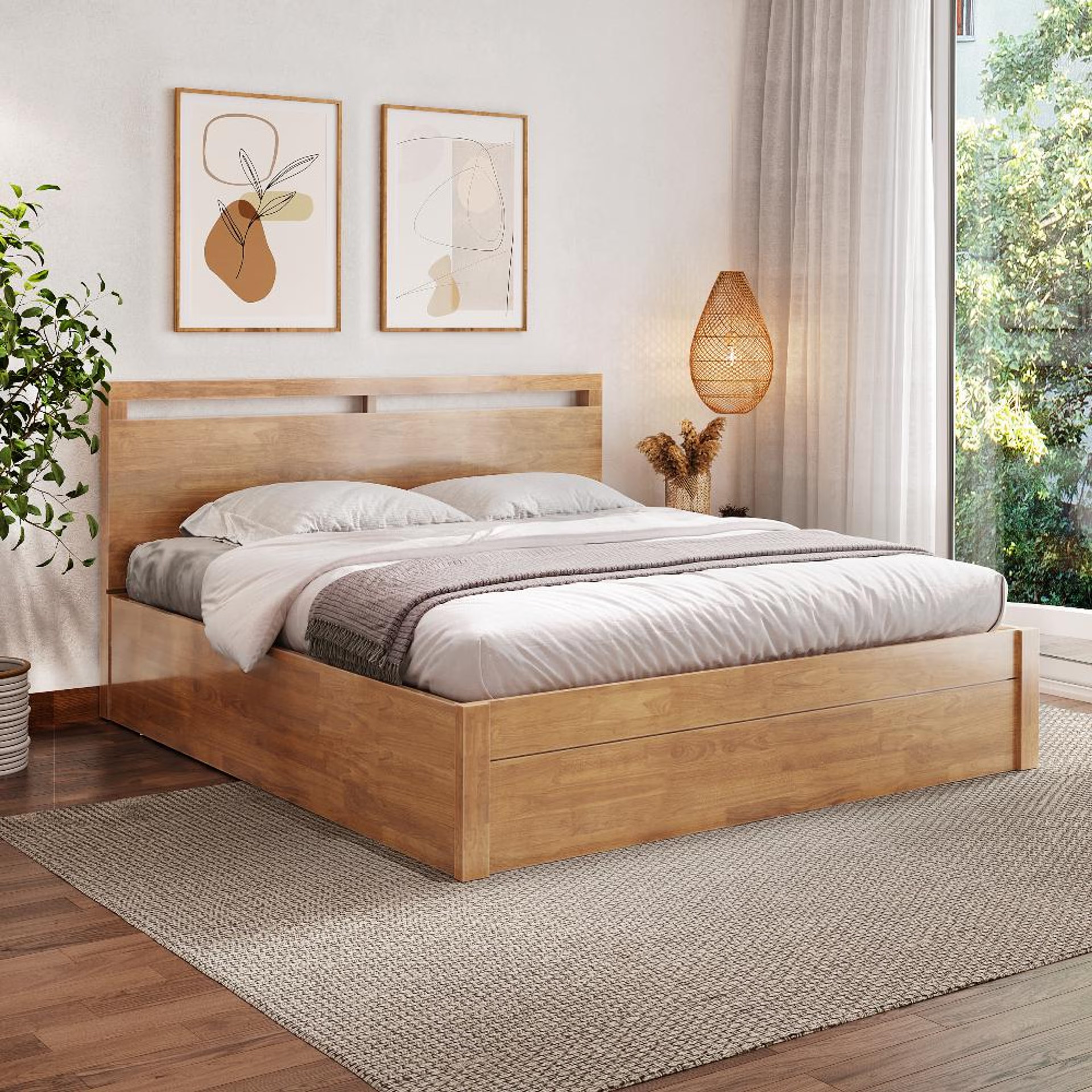 Home 33 Wakefit Crucis King Solid Wood Bed With Storage King - 78" x 72\