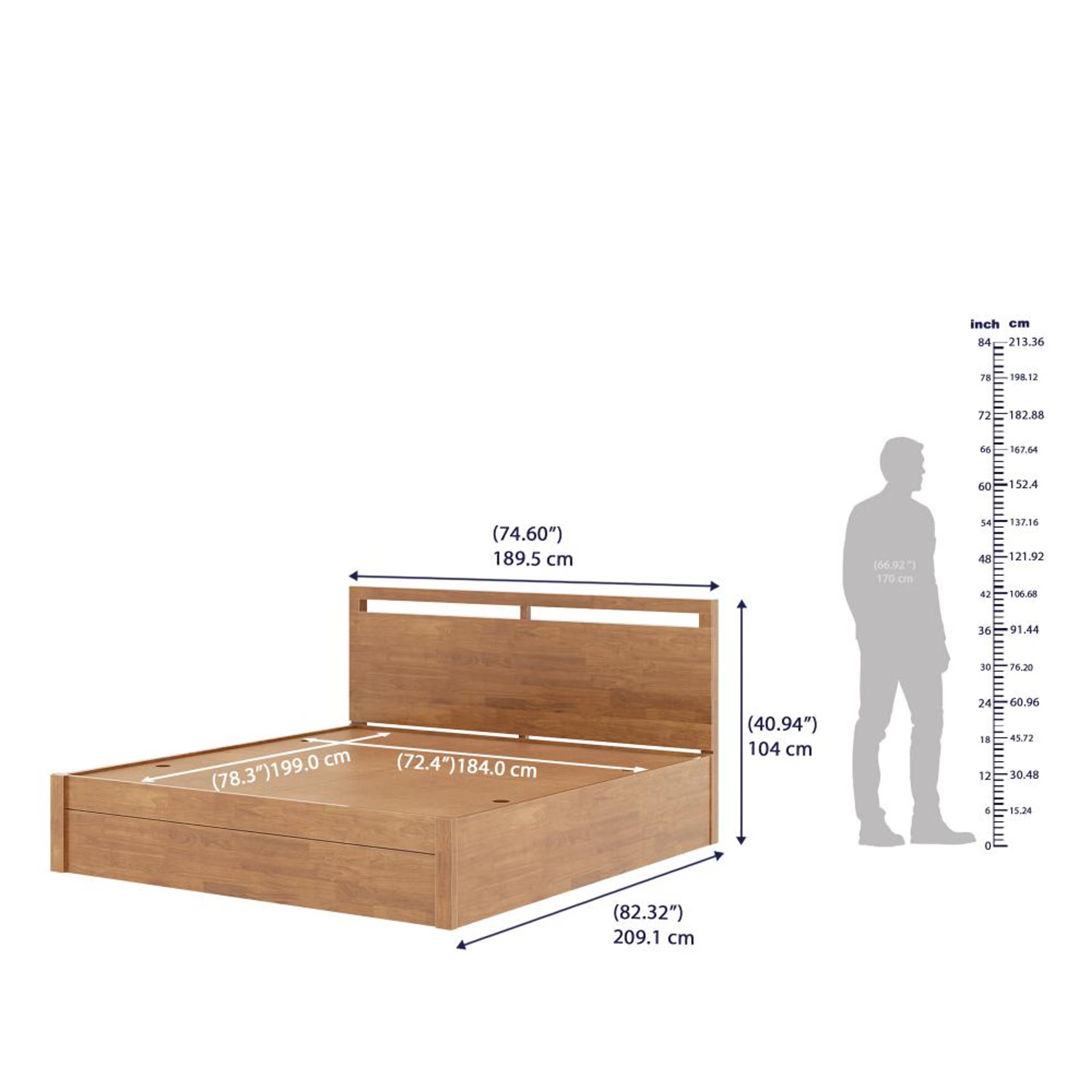 Wakefit Crucis King Solid Wood Bed With Storage King - 78" x 72 6 Wakefit Crucis King Solid Wood Bed With Storage King - 78" x 72\