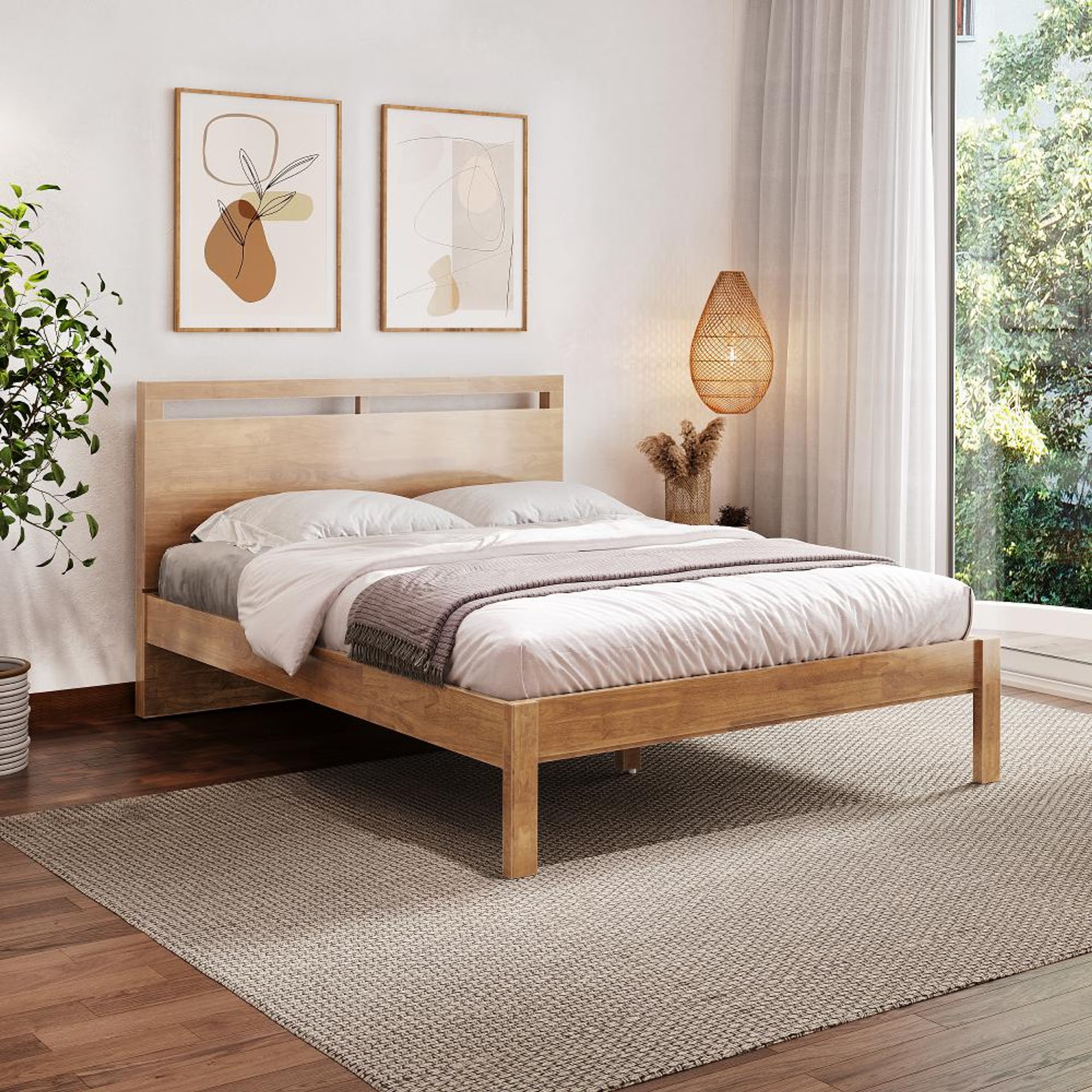 Home 25 Wakefit Crucis Queen Solid Wood Bed Without Storage Queen - 78" x 60\