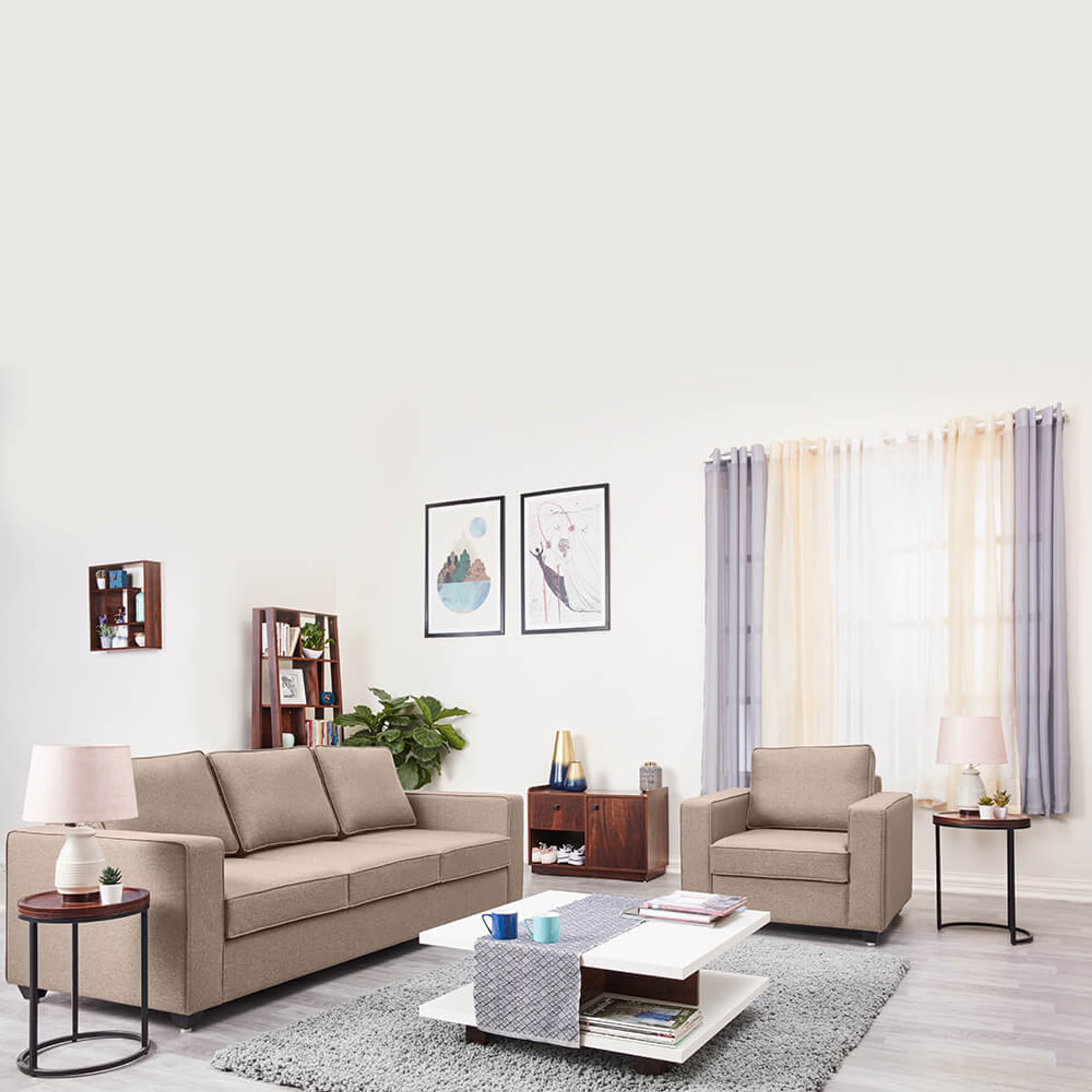 Home 28 Wakefit Napper Sofa Set Regular, Without Storage, 3+2+1, Omega Pearl