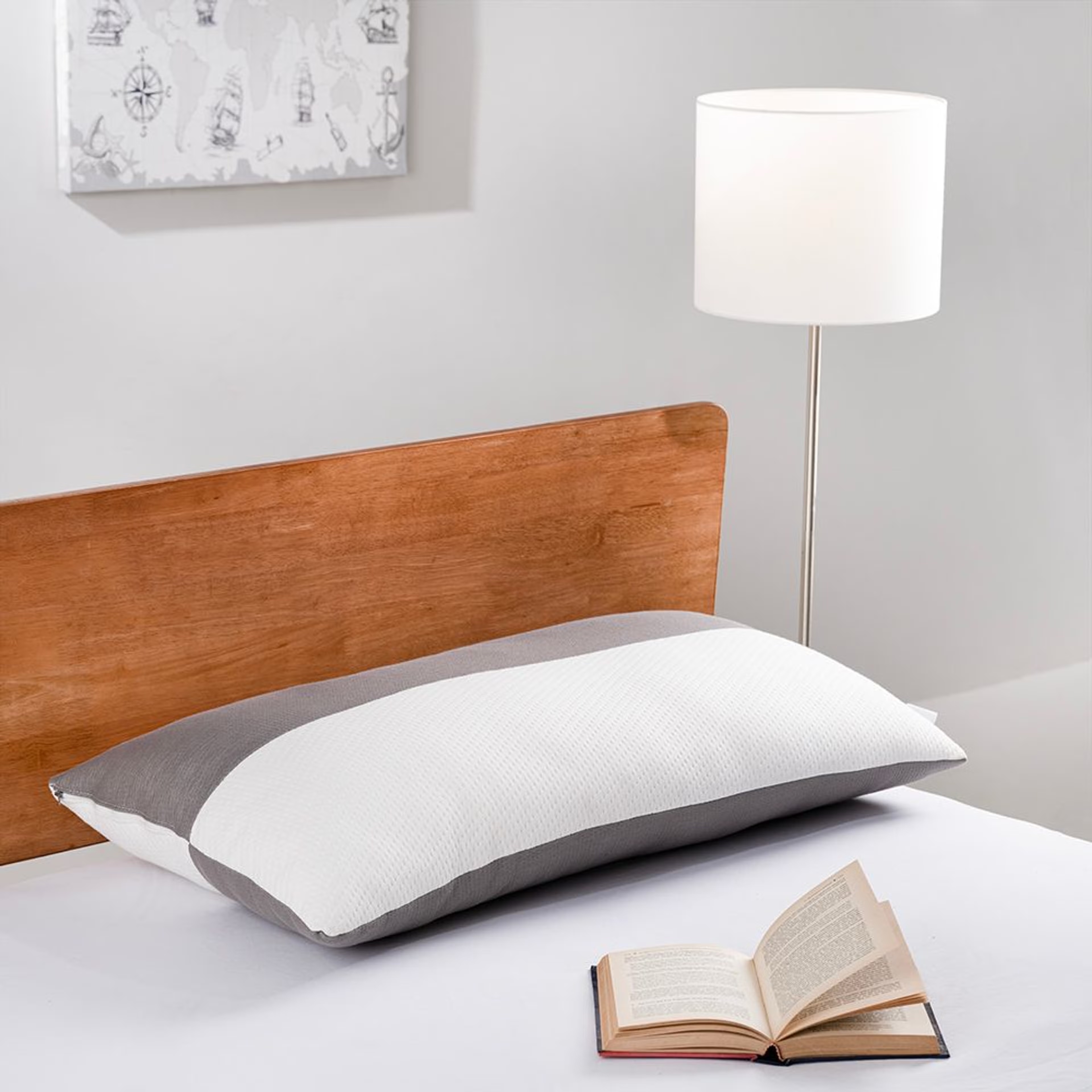 Home 30 Large Size Sleeping Pillow | Set of 1 | Height Adjustable | 36 x 20 Inch | Soft & Fluffy | White and Grey Large, Single