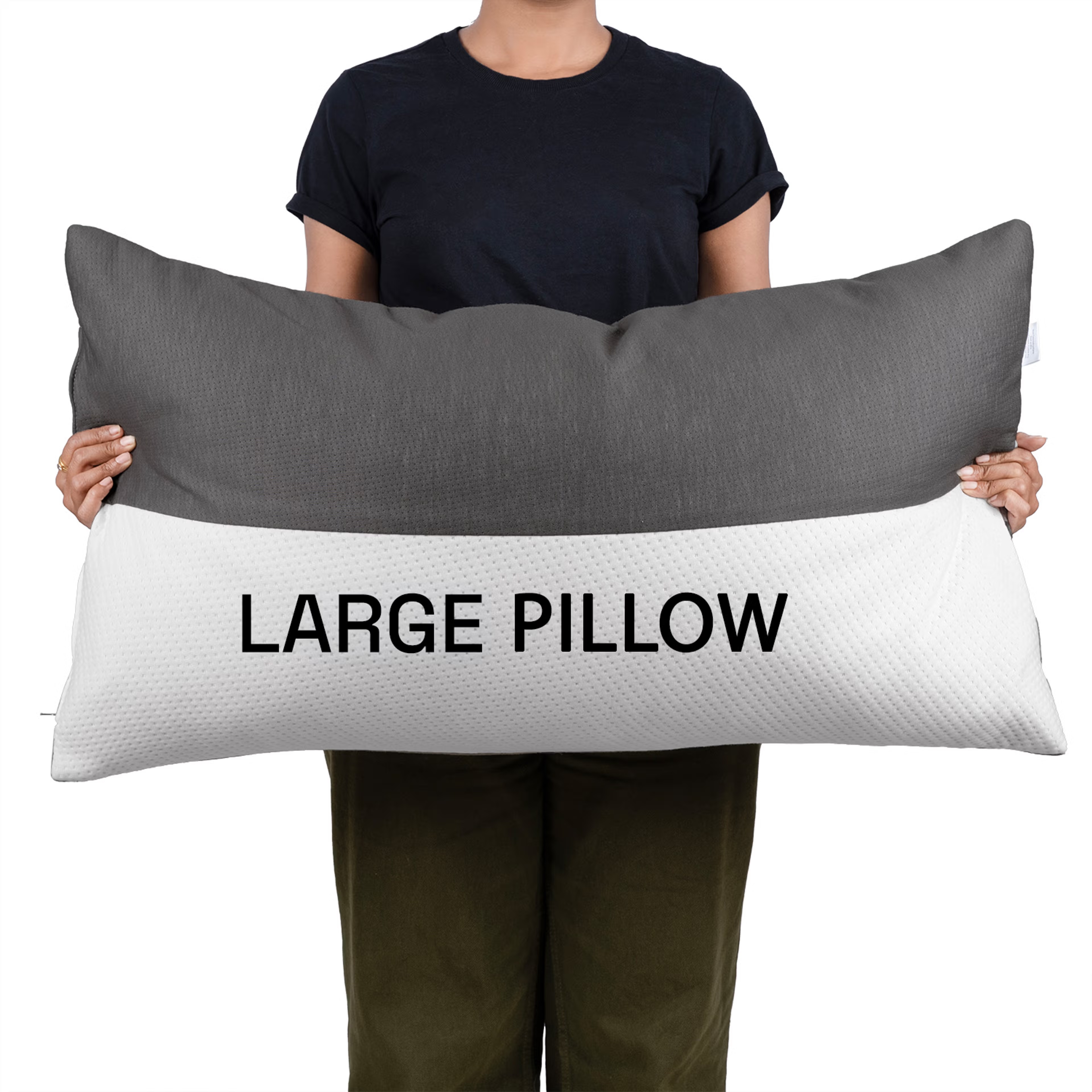Large Size Sleeping Pillow | Set of 4 | Height Adjustable | 36 x 20 Inch | Soft & Fluffy | White and Grey Large, Set of 4 5 Large Size Sleeping Pillow | Set of 4 | Height Adjustable | 36 x 20 Inch | Soft & Fluffy | White and Grey Large, Set of 4
