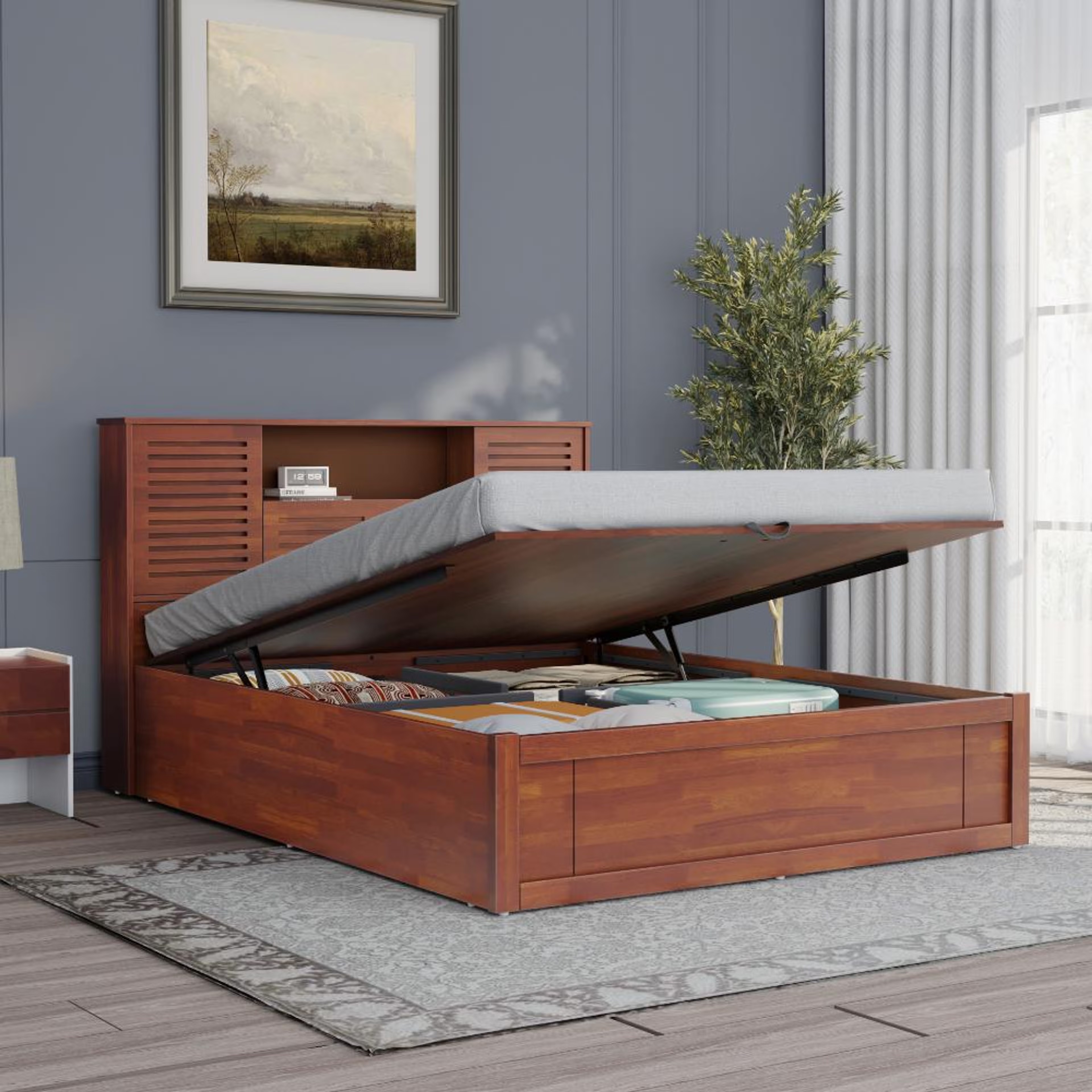 Home 31 Wakefit Aquari Queen Hydraulic Storage Bed Queen - 78" x 60\