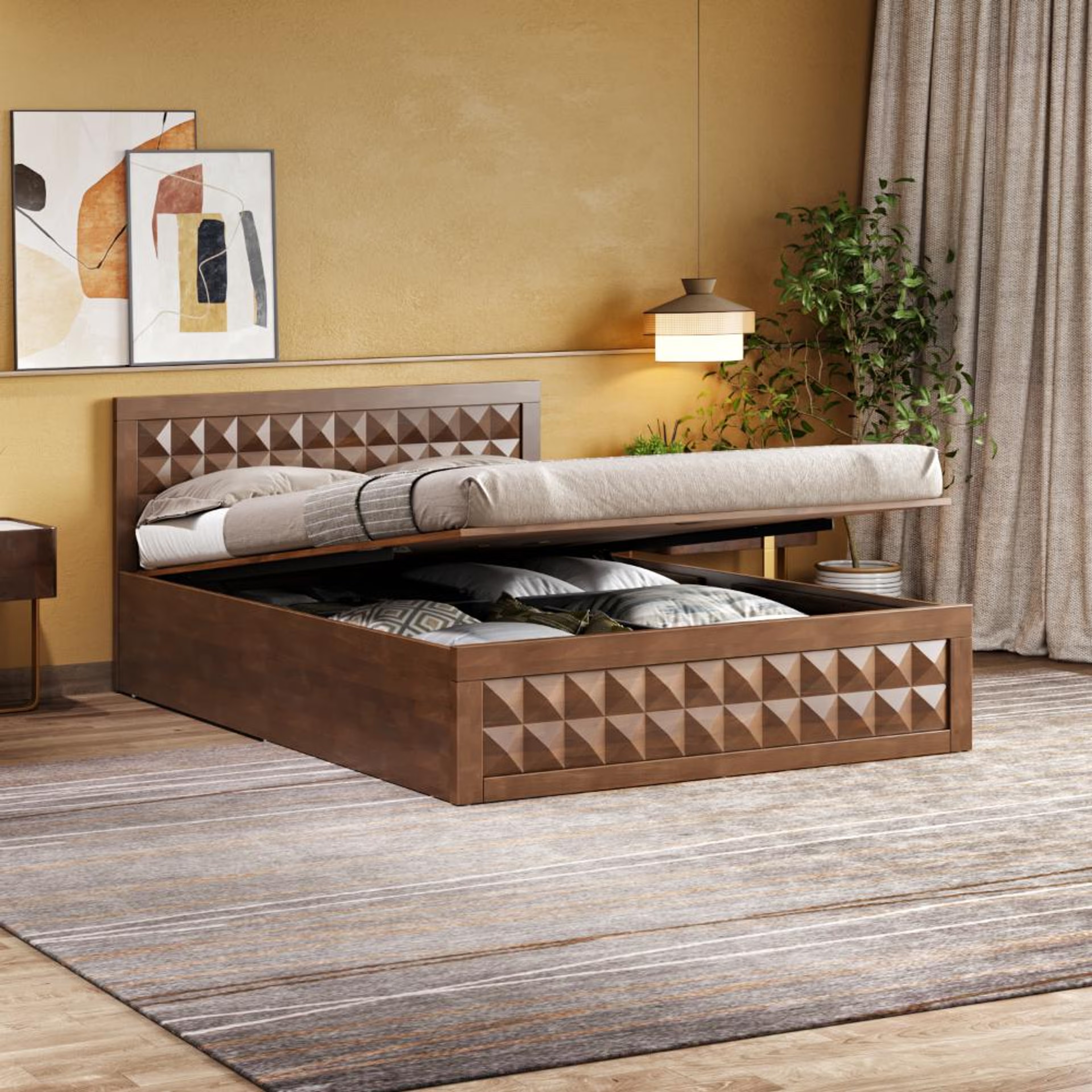Home 28 Wakefit Stud Queen Hydraulic Storage Bed Queen - 78" x 60\