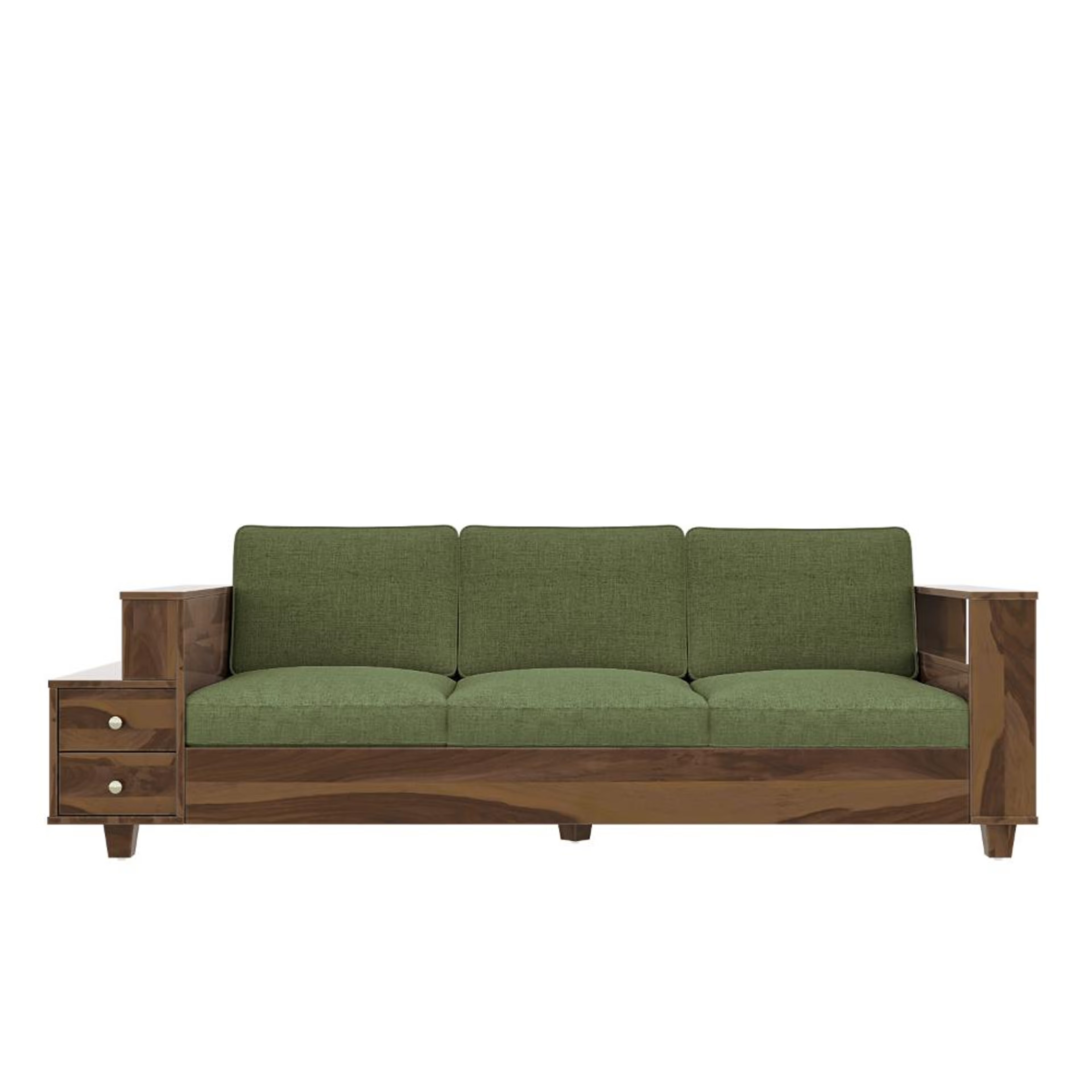 Wakefit Manila Sheesham Wood Sofa - Three Seater Regular, 3 Seater, Omega Green