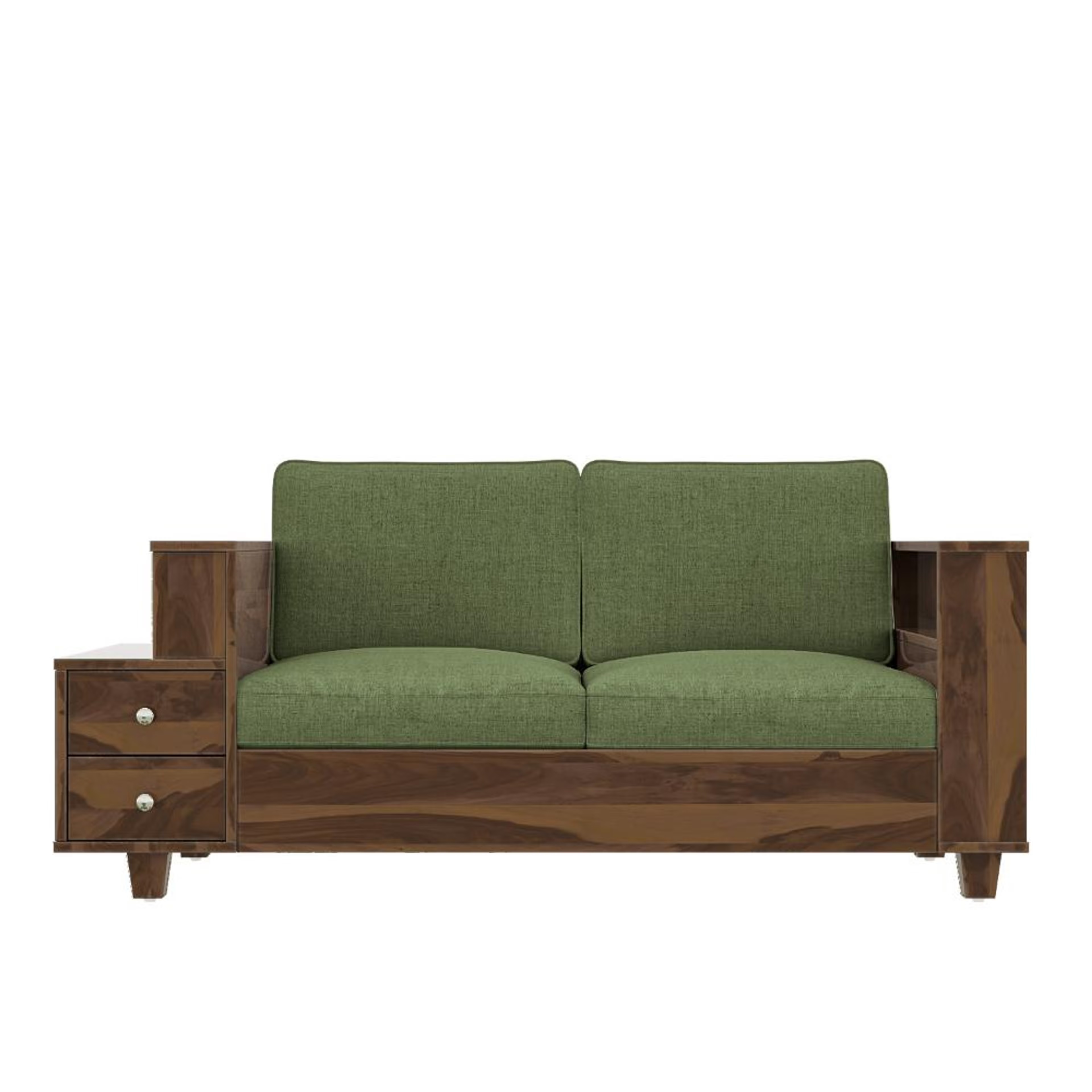 Home 35 Wakefit Manila Sheesham Wood Sofa - Two Seater Regular, 2 Seater, Omega Green