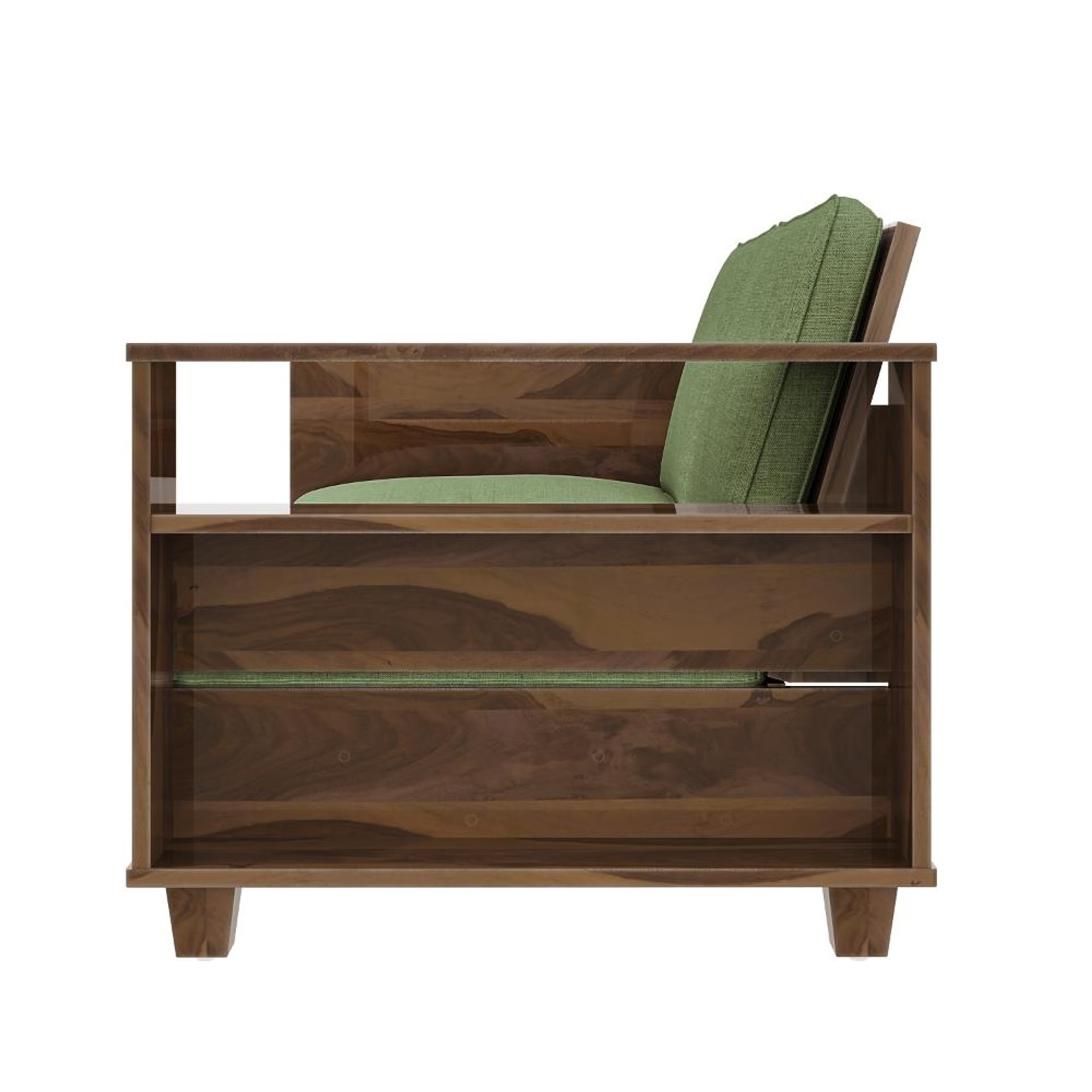 Home 36 Wakefit Manila Sheesham Wood Sofa - Two Seater Regular, 2 Seater, Omega Green