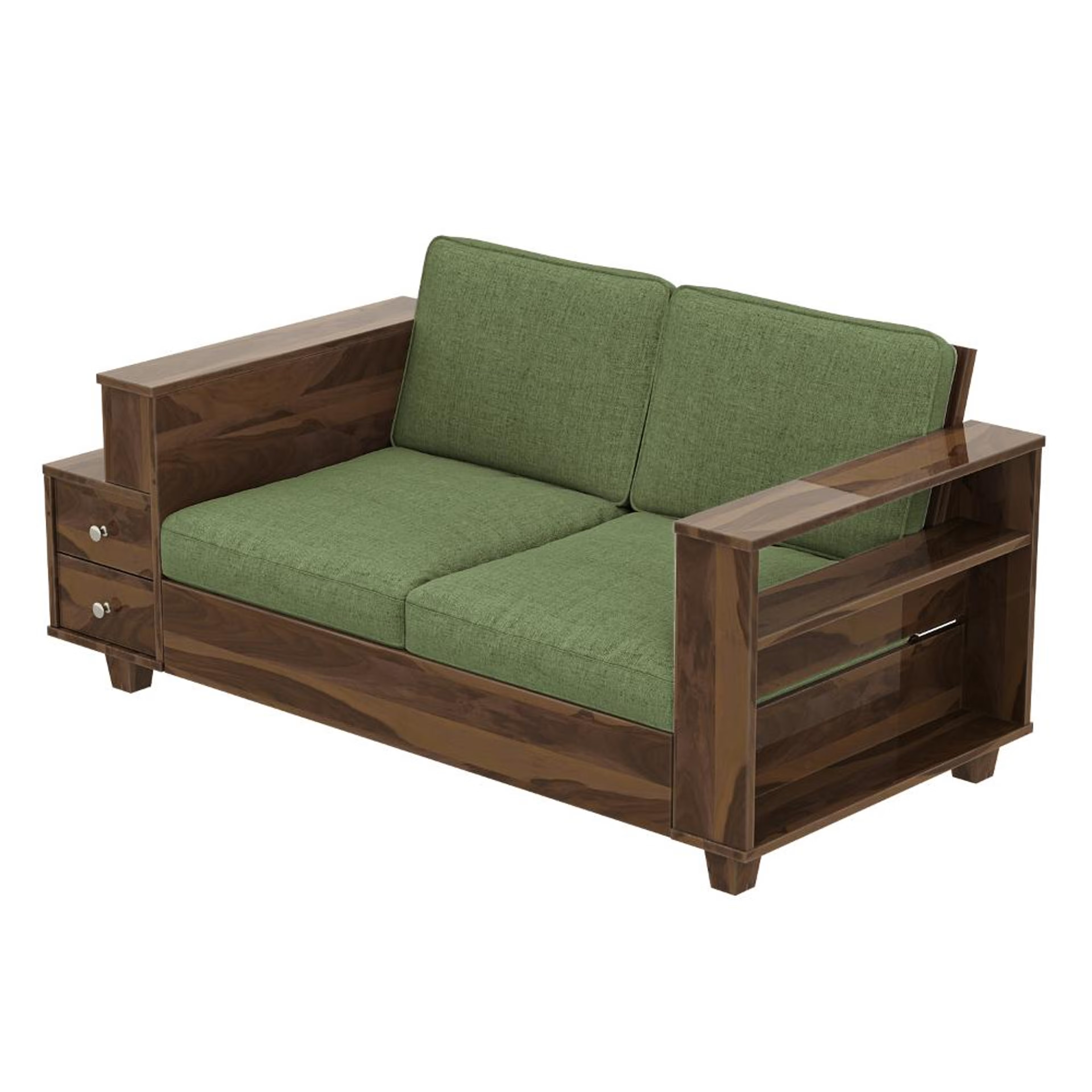 Wakefit Manila Sheesham Wood Sofa - Two Seater Regular, 2 Seater, Omega Green 4 Wakefit Manila Sheesham Wood Sofa - Two Seater Regular, 2 Seater, Omega Green
