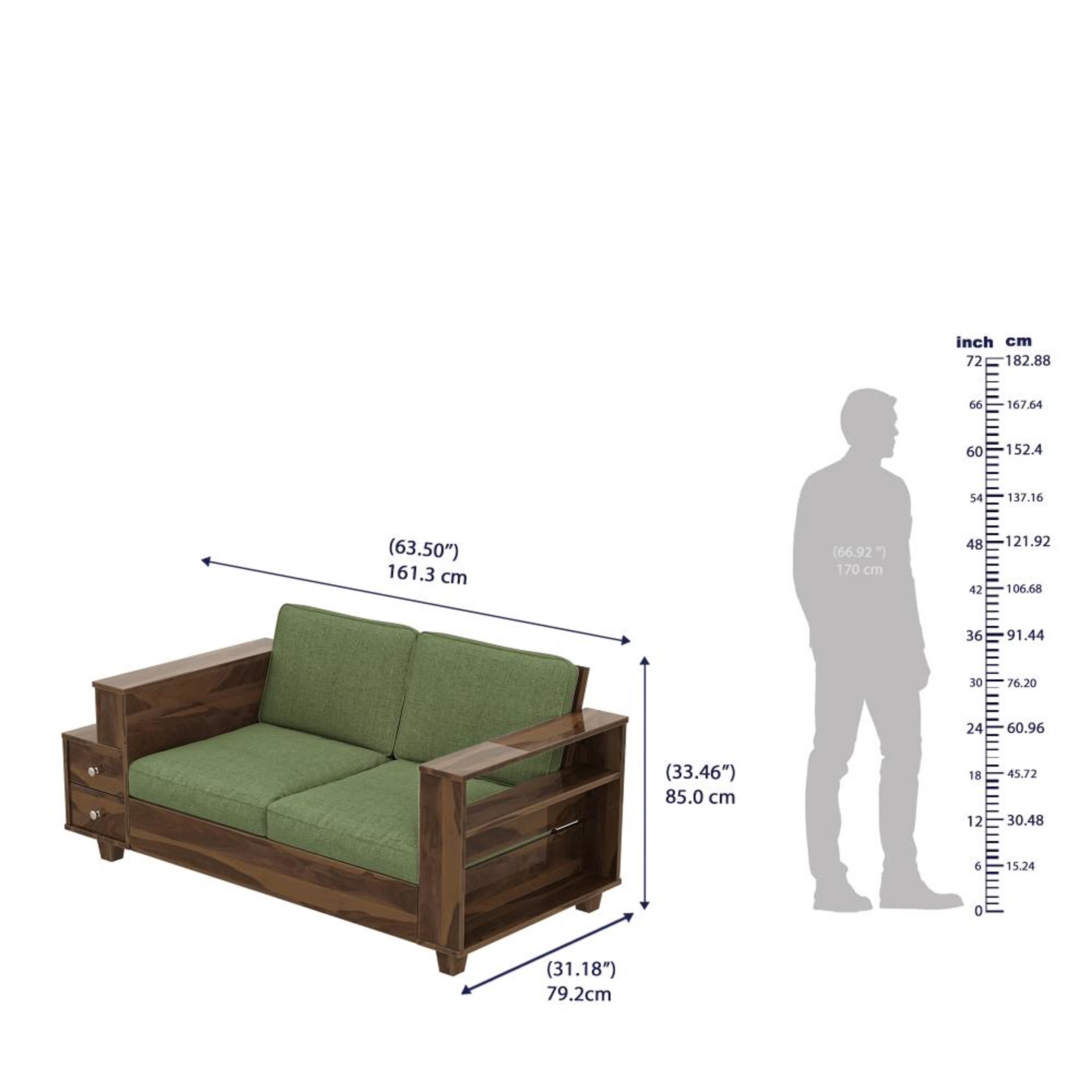 Wakefit Manila Sheesham Wood Sofa - Two Seater Regular, 2 Seater, Omega Green 7 Wakefit Manila Sheesham Wood Sofa - Two Seater Regular, 2 Seater, Omega Green