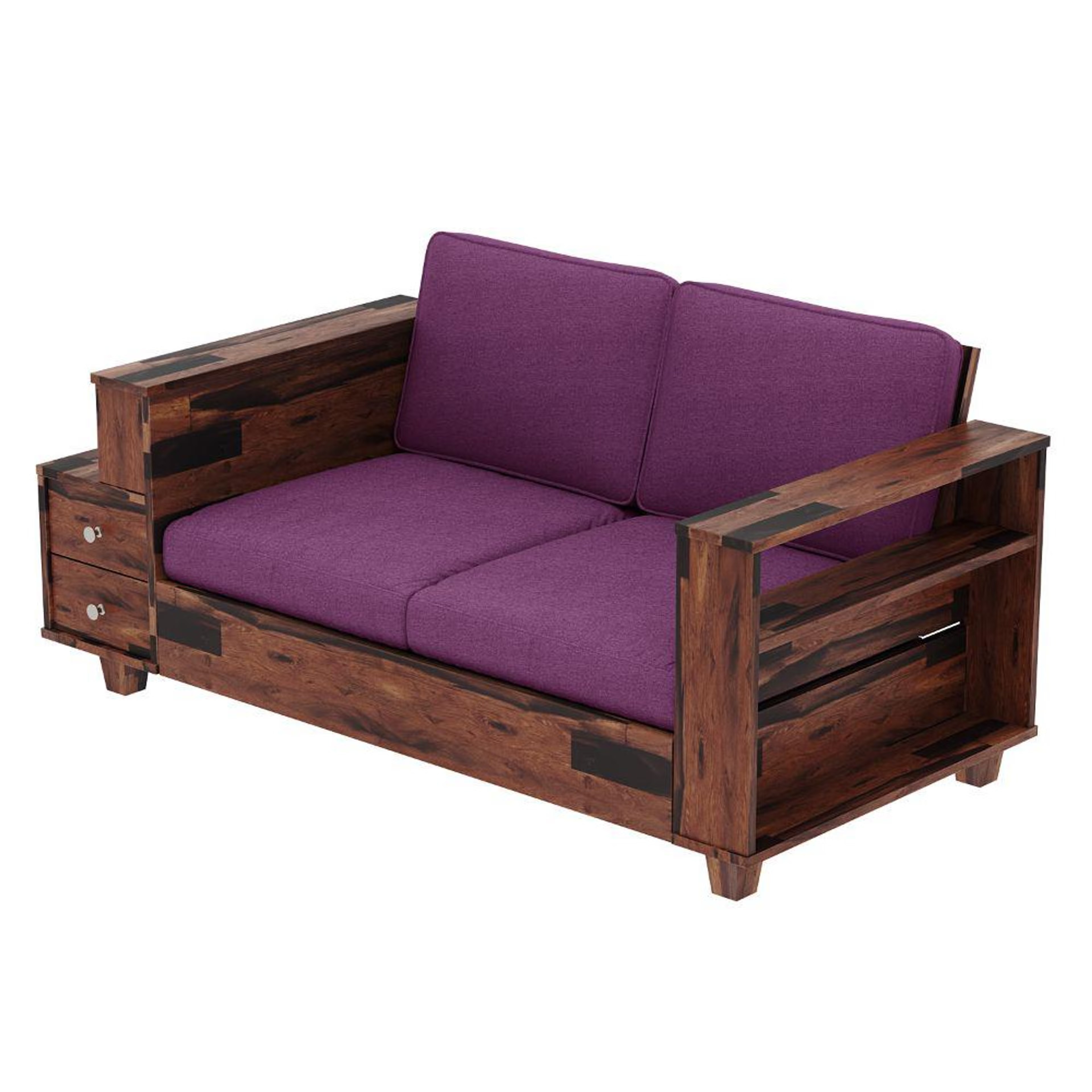 Home 42 Wakefit Manila Solid Wood Sofa - Two Seater Regular, 2 Seater, Grape Purple