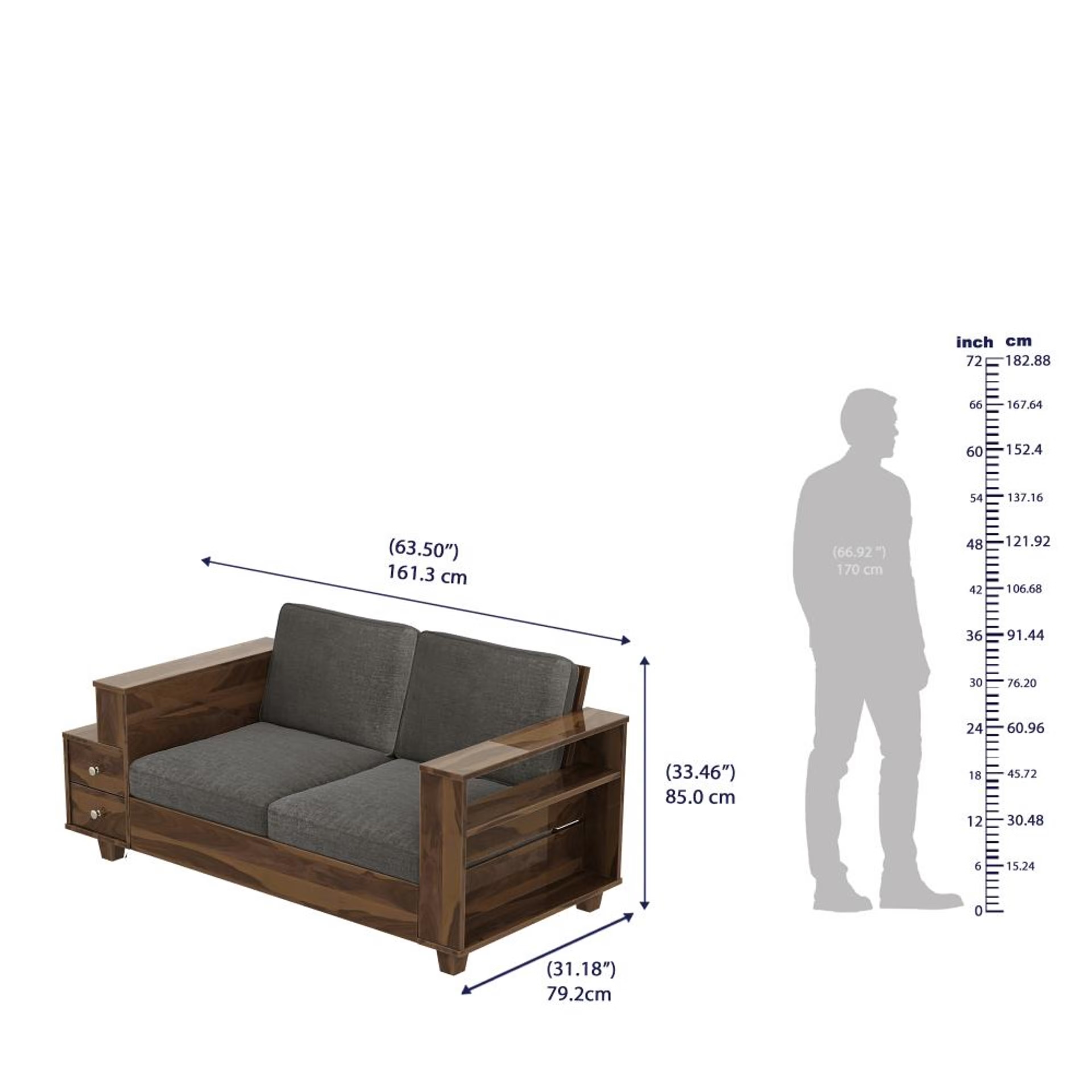 Wakefit Manila Sheesham Wood Sofa - Two Seater Regular, 2 Seater, Graphite 7 Wakefit Manila Sheesham Wood Sofa - Two Seater Regular, 2 Seater, Graphite