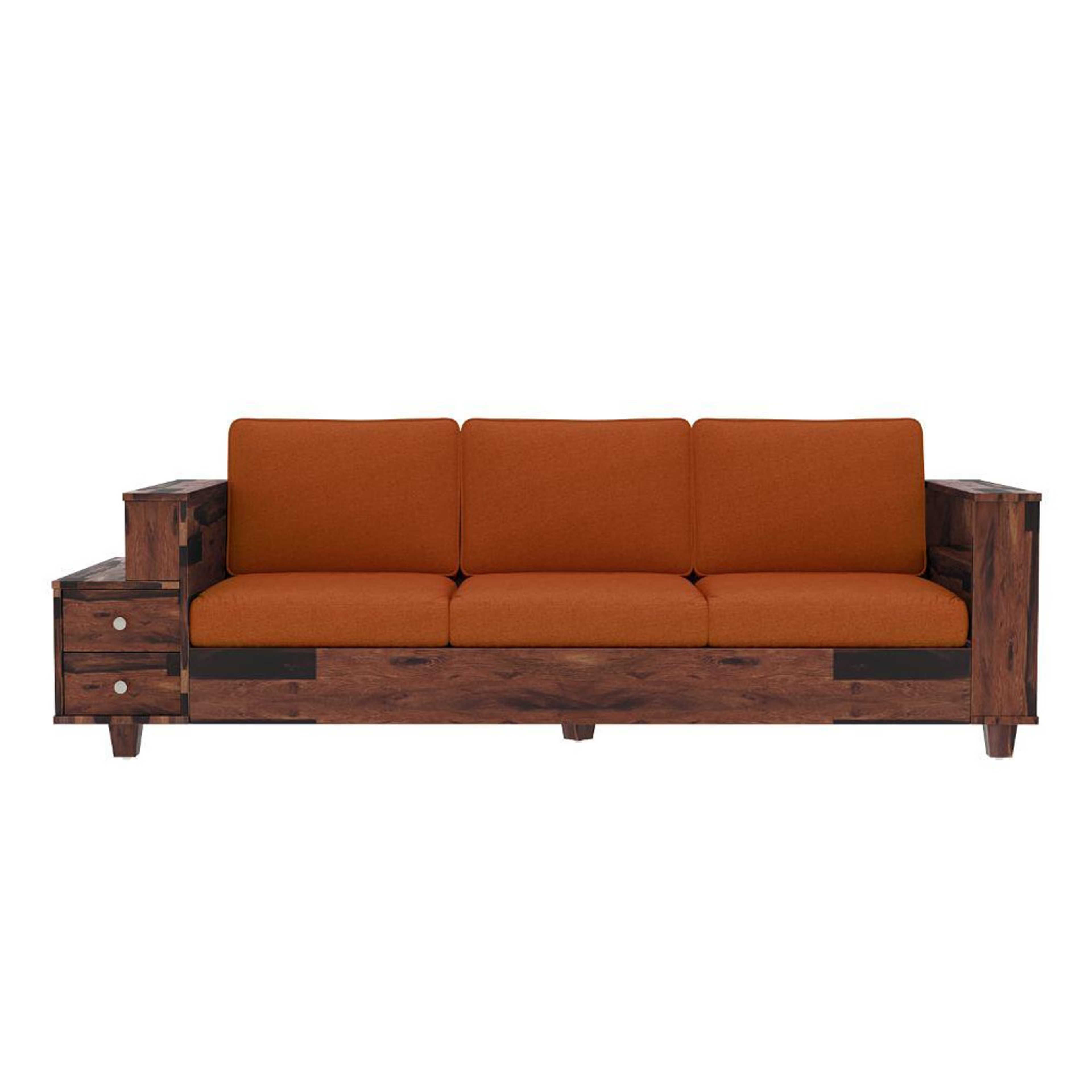 Wakefit Manila Solid Wood Sofa - Three Seater Regular, 3 Seater, Terracotta