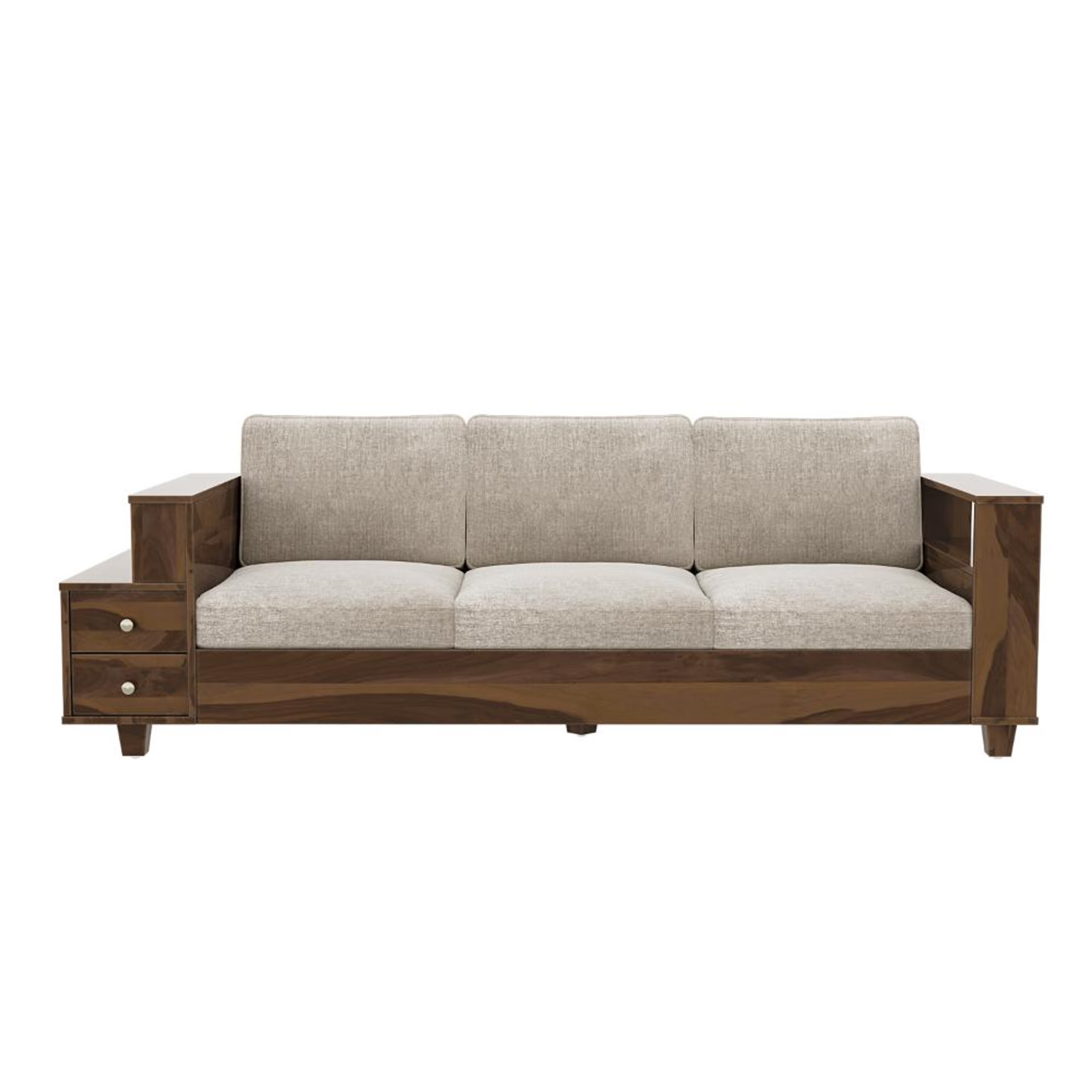 Wakefit Manila Sheesham Wood Sofa - Three Seater Regular, 3 Seater, Beige