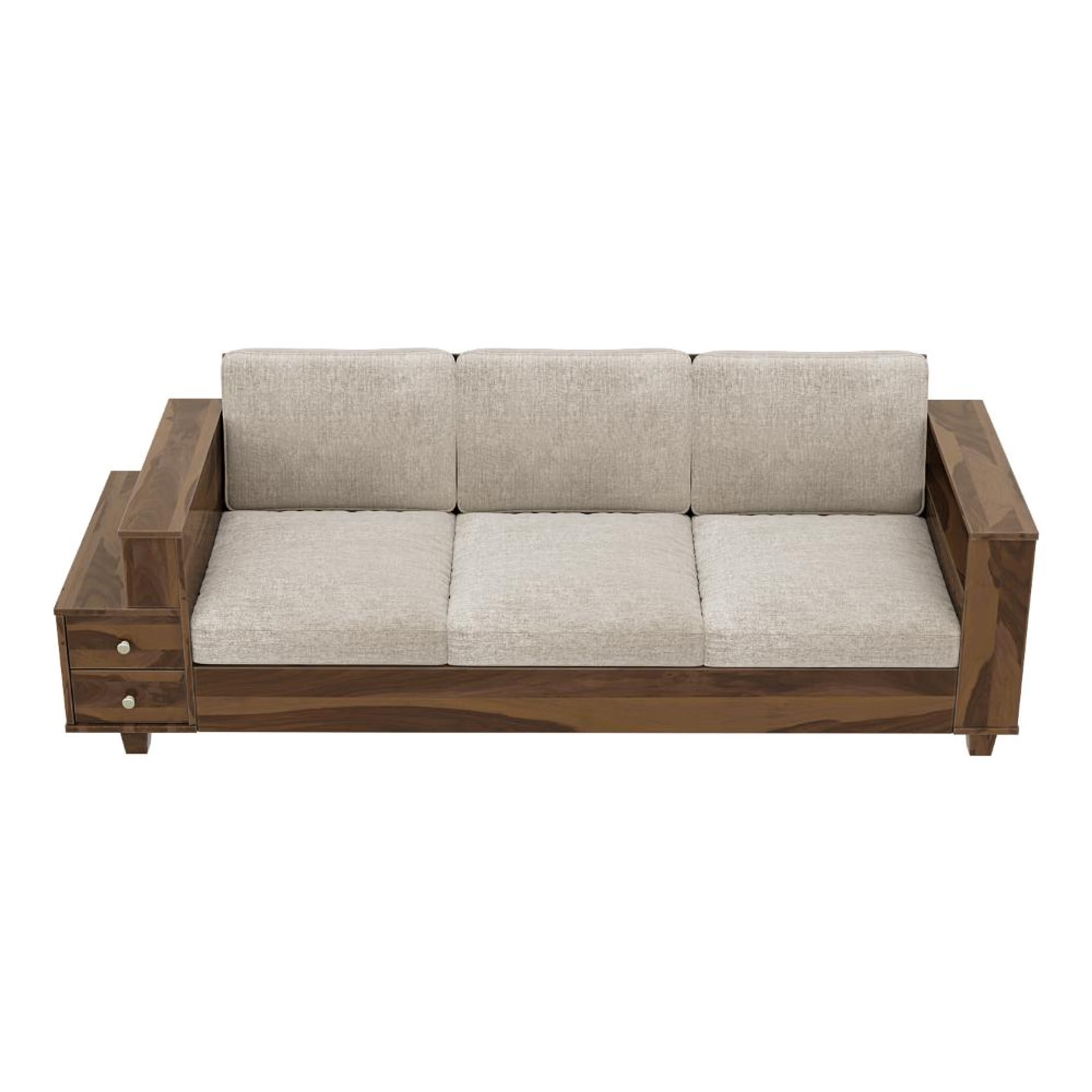 Wakefit Manila Sheesham Wood Sofa - Three Seater Regular, 3 Seater, Beige