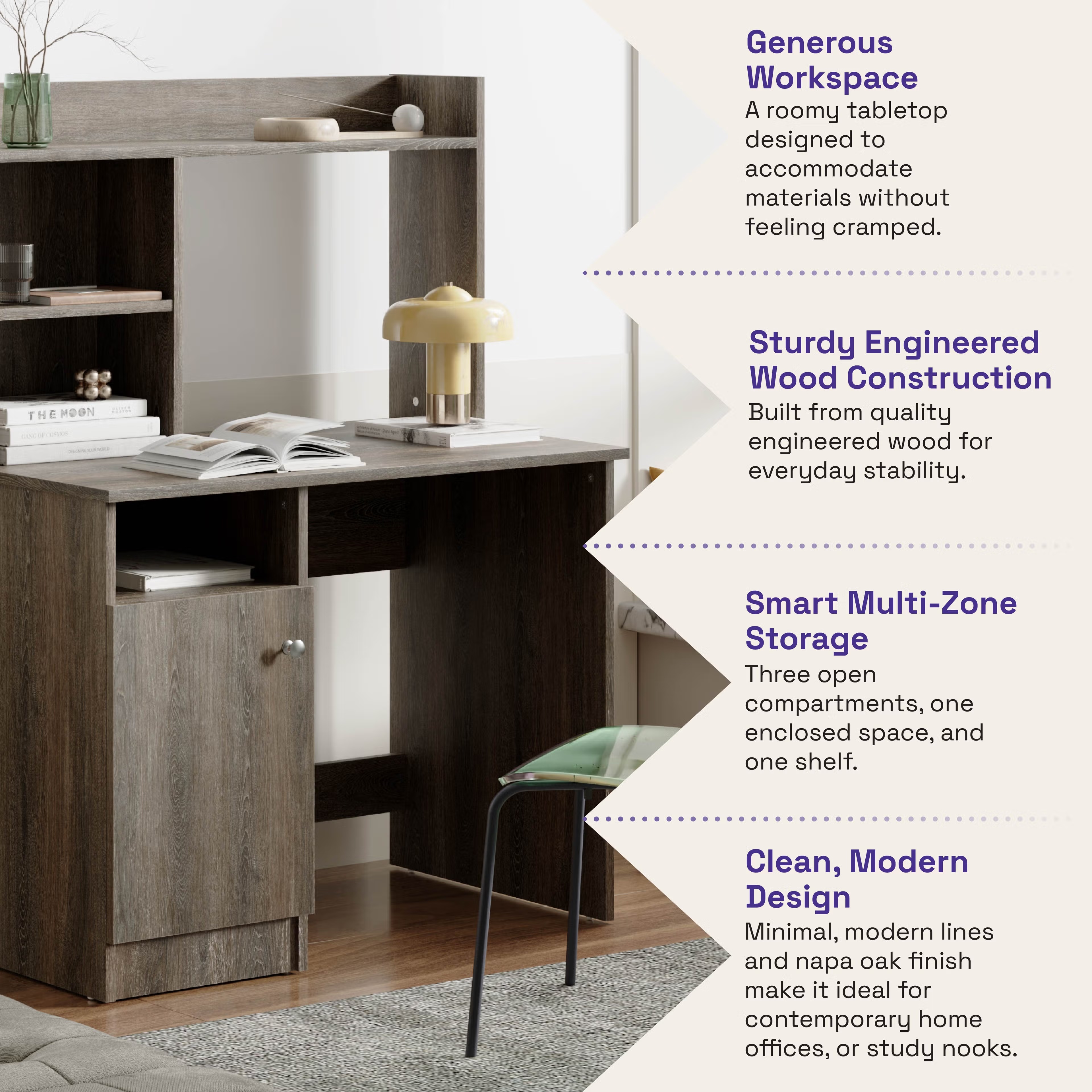 Wakefit Sage Study Table - Napa Oak Napa Oak