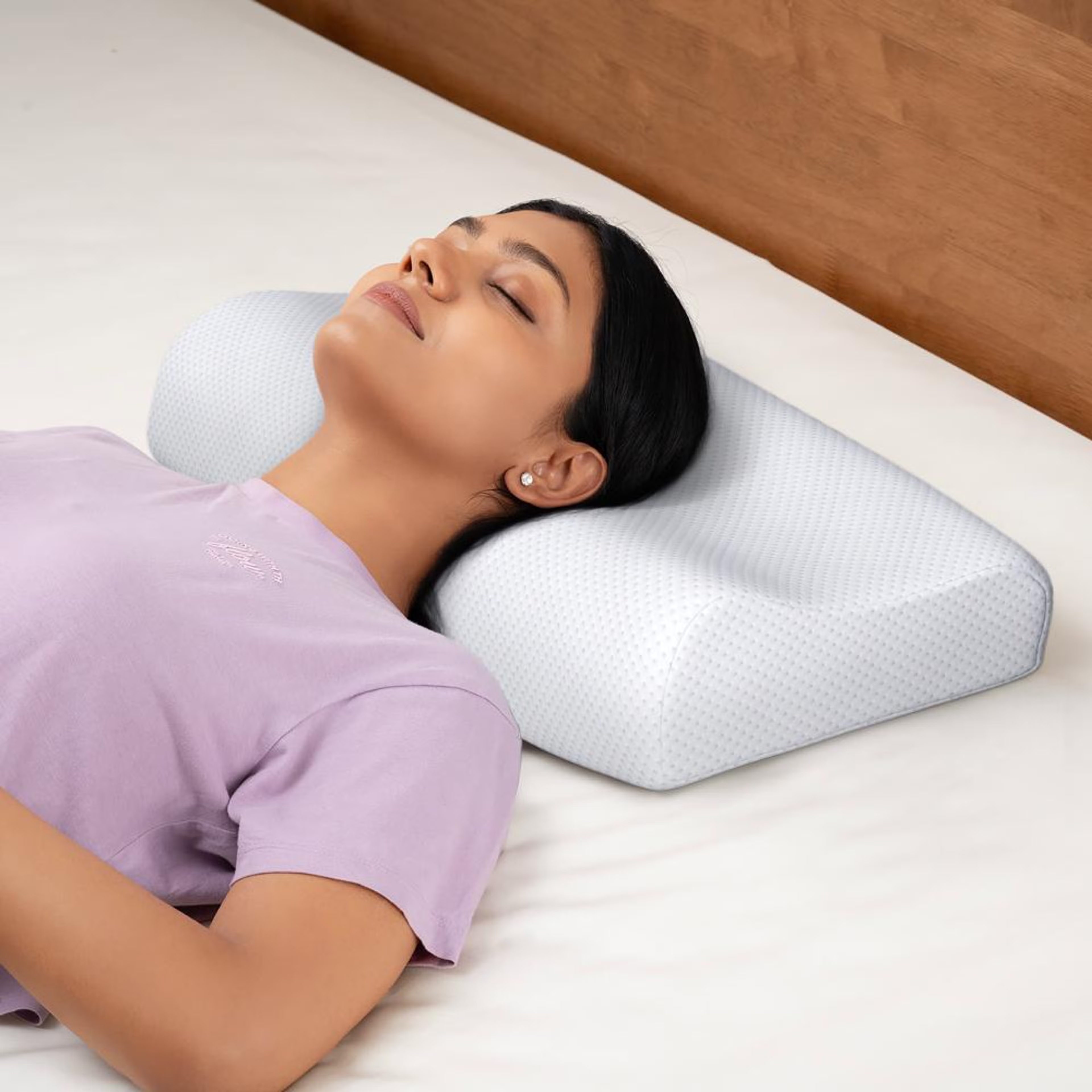 Shape Sensing Contour Pillow | Set of 1 | Memory Foam | 19.5x11.5x4 Inch | Reduces Neck & Shoulder Pain | White Set of 1, White