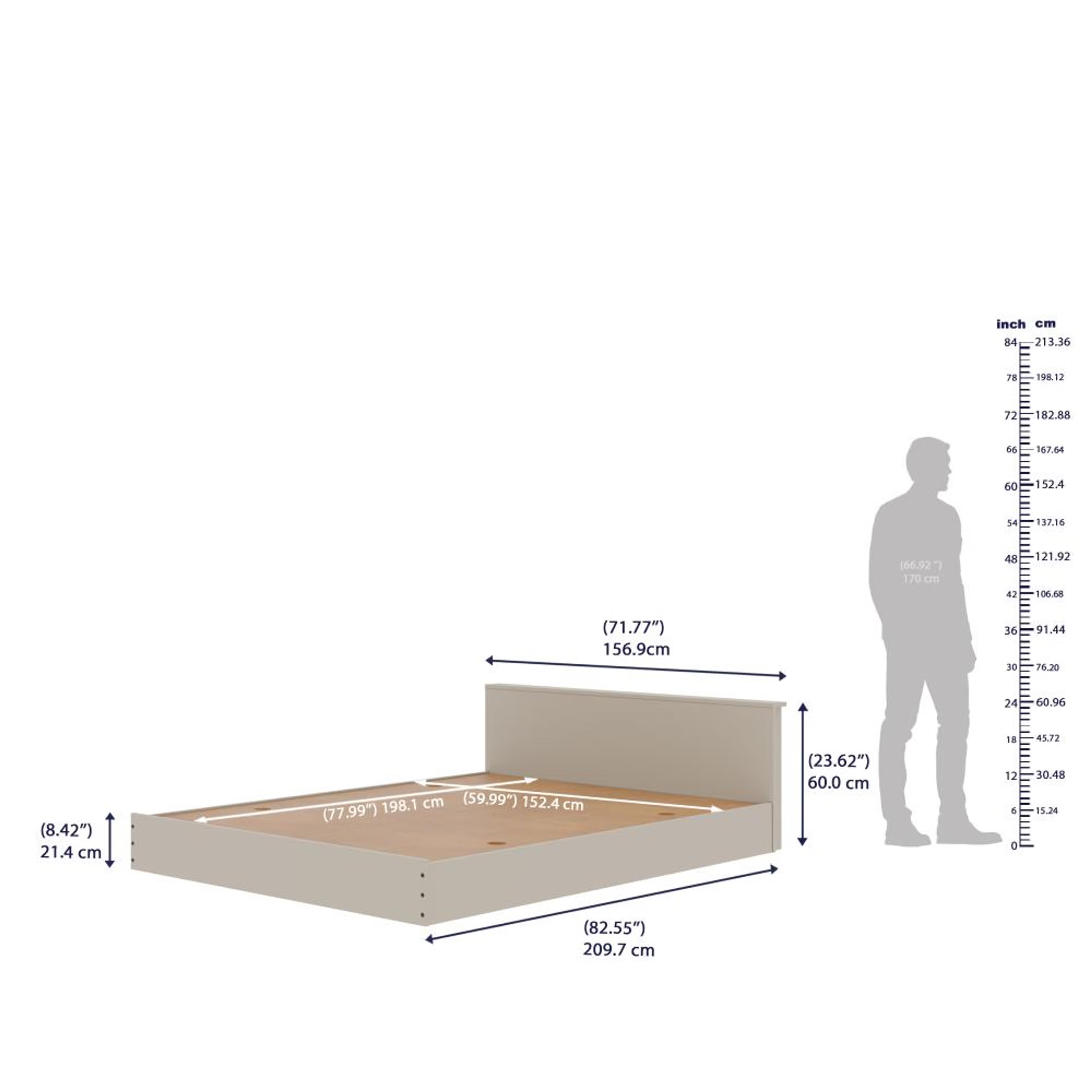 Wakefit Cosmo Queen Engineered wood bed Non Storage Queen - 78" x 60 7 Wakefit Cosmo Queen Engineered wood bed Non Storage Queen - 78" x 60\