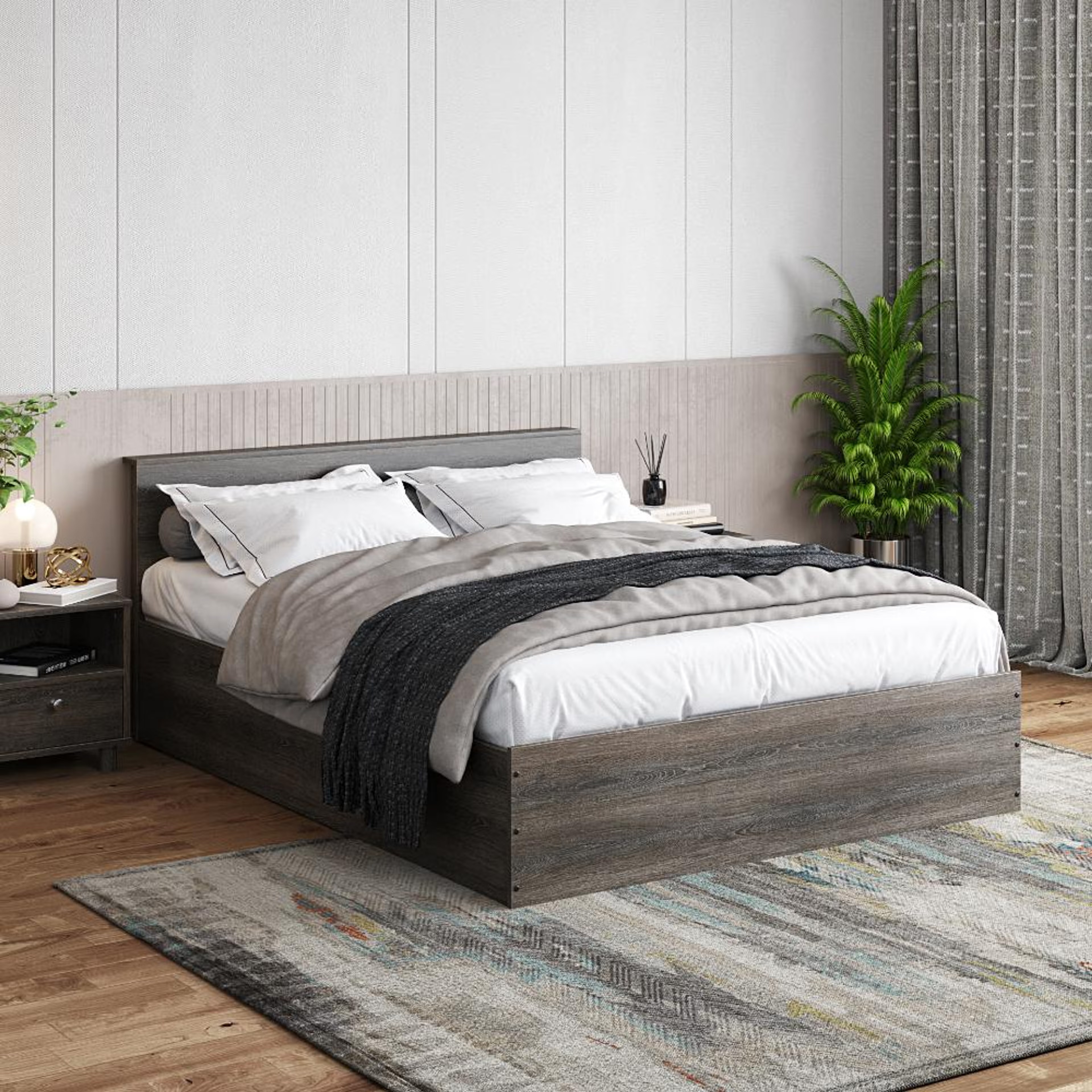 Wakefit Taurus Queen Size Engineered Wood Bed with Storage Queen - 78" x 60\