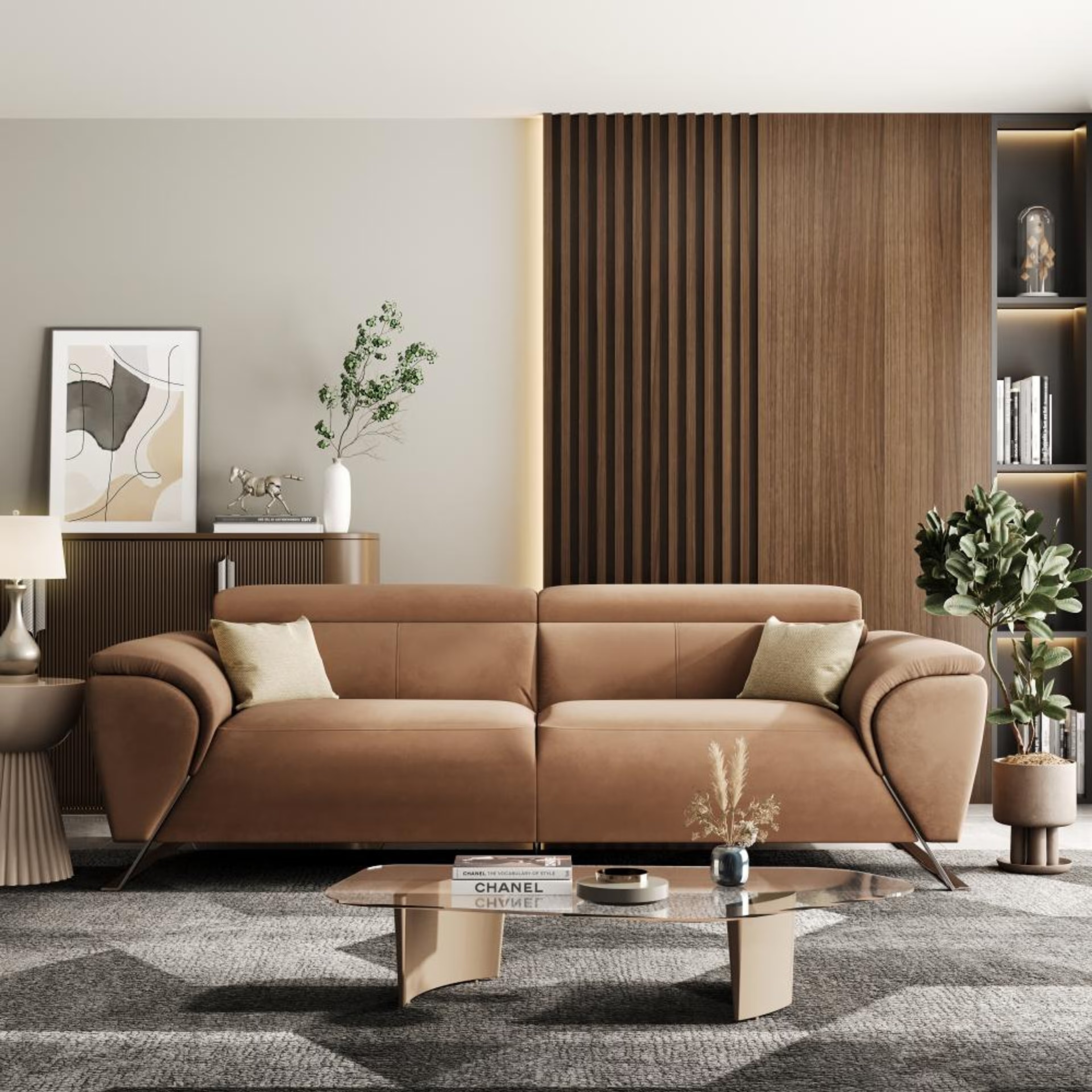 Wakefit Magnus Sofa - Three Seater Regular, Three Seater, Napoli Tan