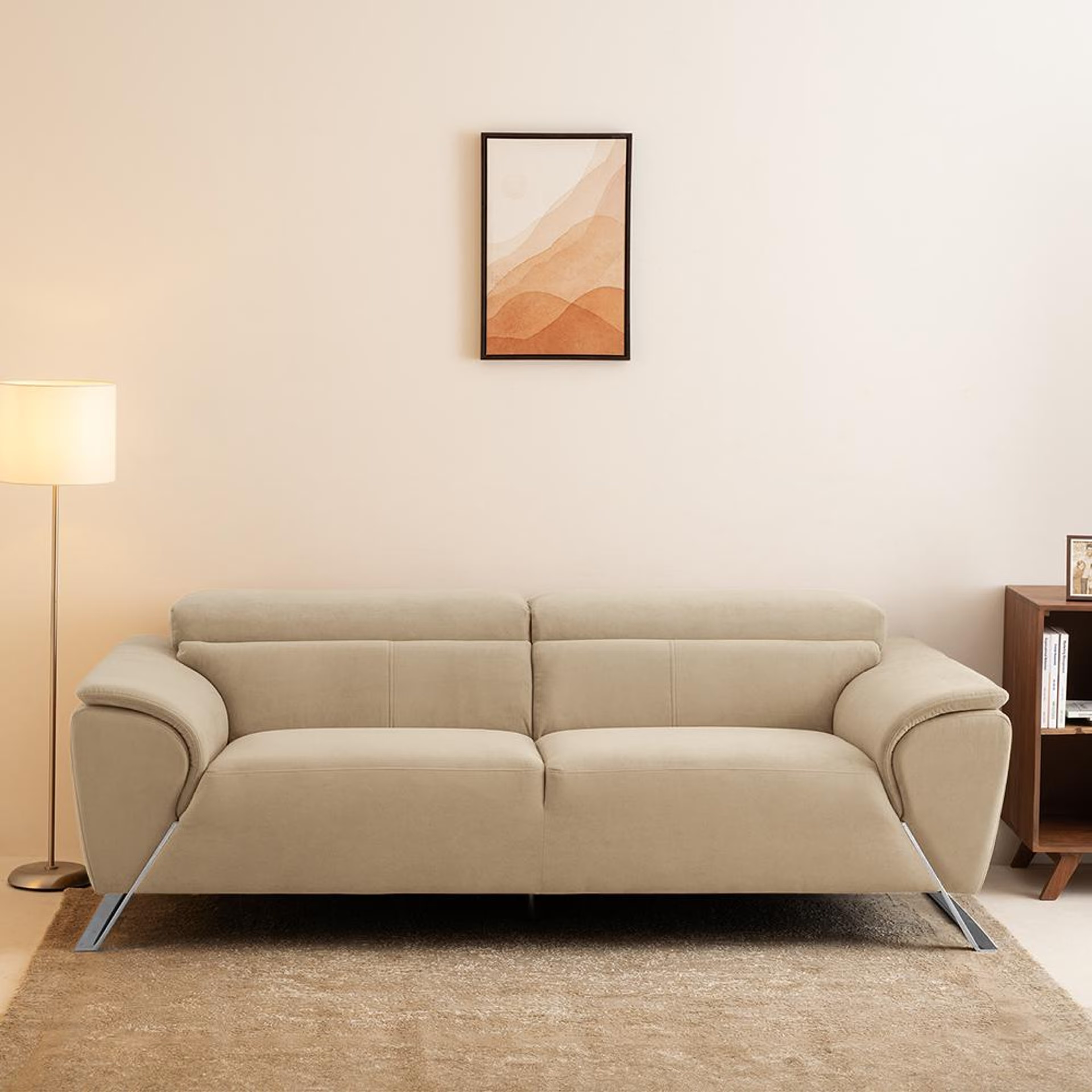 Wakefit Magnus Sofa - Three Seater Regular, Three Seater, Napoli Beige