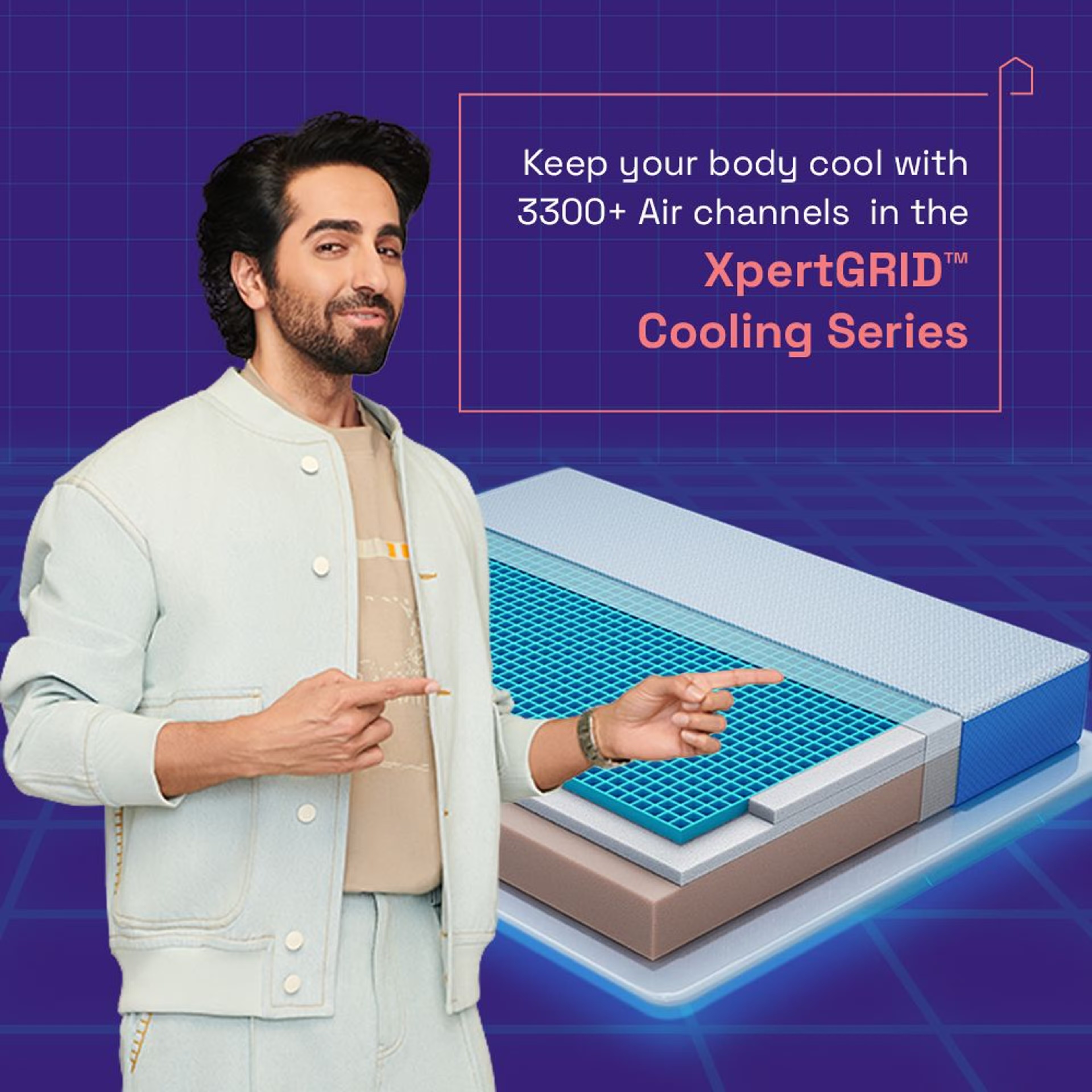 XpertGrid Classic Mattress | Adaptive Cooling Grid | 10 Years Warranty Custom - 81" x 72" x 5\