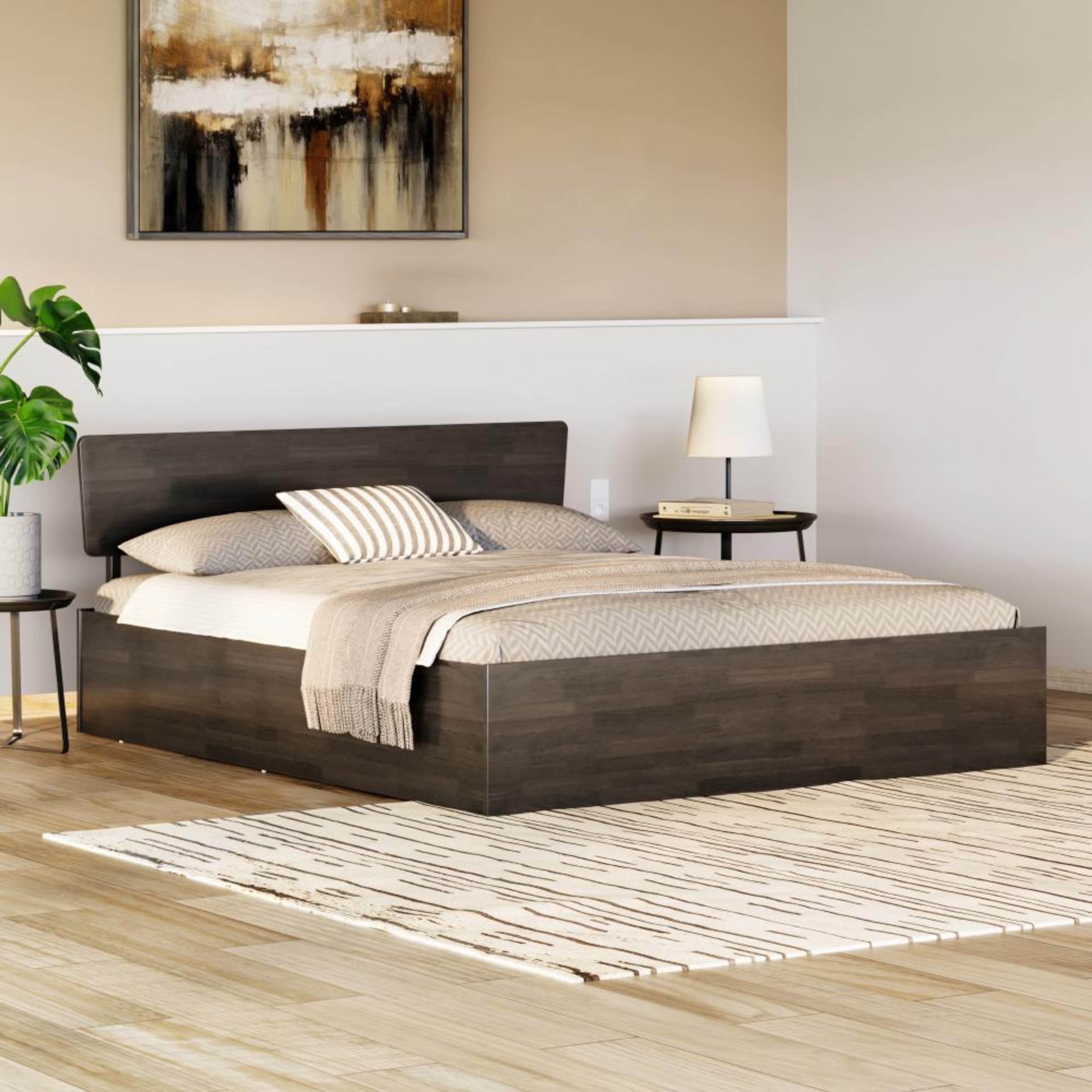 Home 33 Wakefit Swirl Solid Wood King Size With Storage Bed King - 78" x 72\