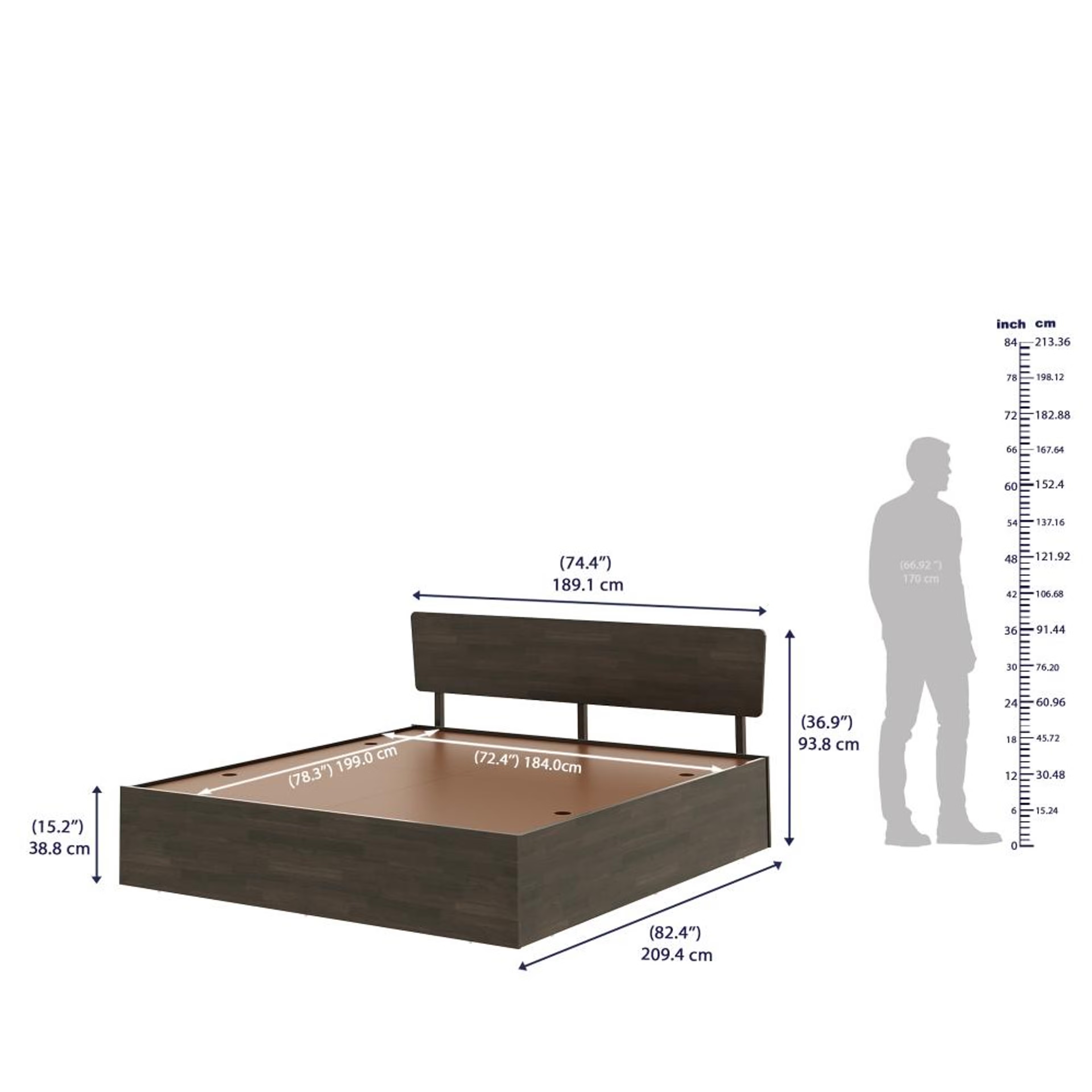 Wakefit Swirl Solid Wood King Size With Storage Bed King - 78" x 72 7 Wakefit Swirl Solid Wood King Size With Storage Bed King - 78" x 72\