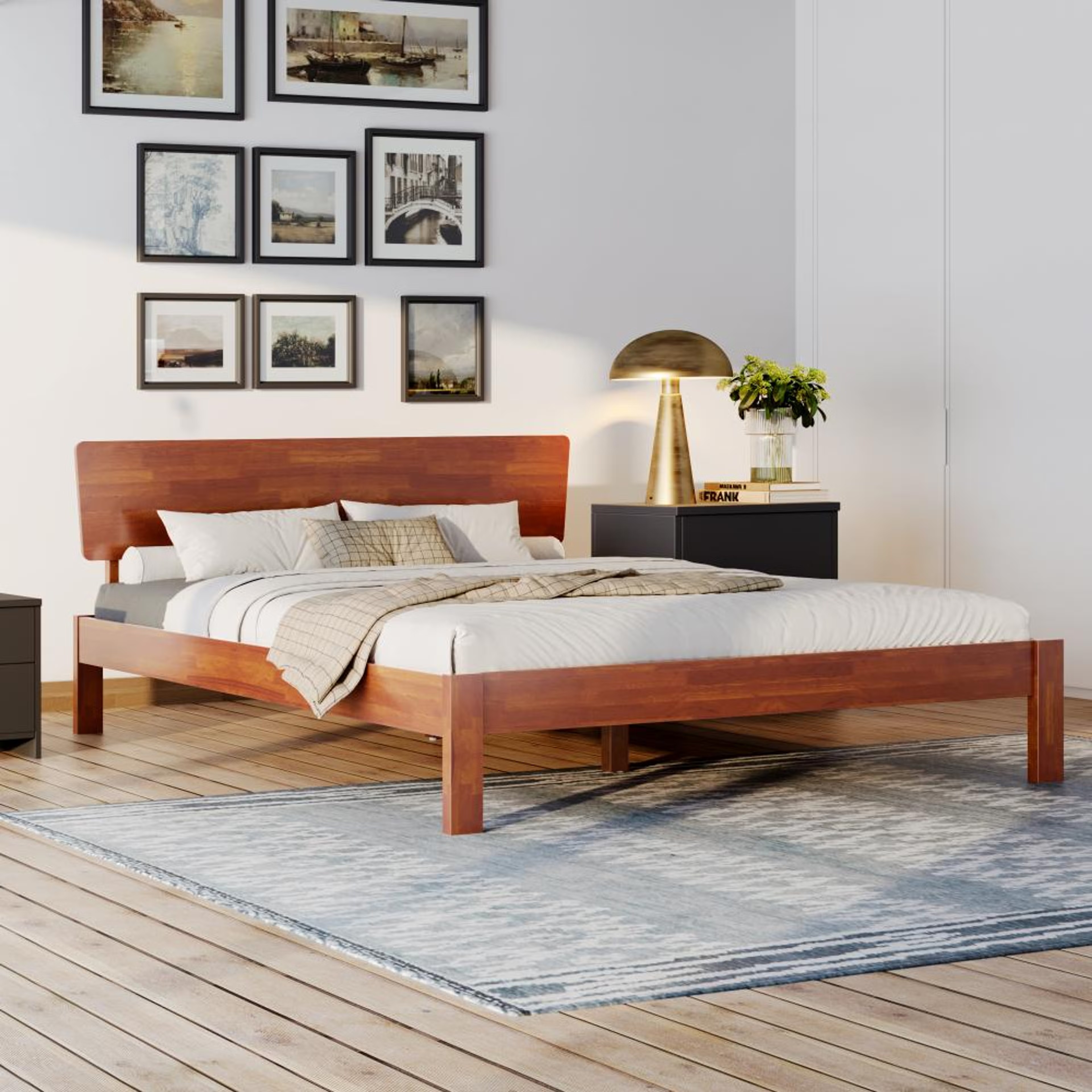 Wakefit Swirl Solid Wood King Size Without Storage Bed King - 78" x 72\