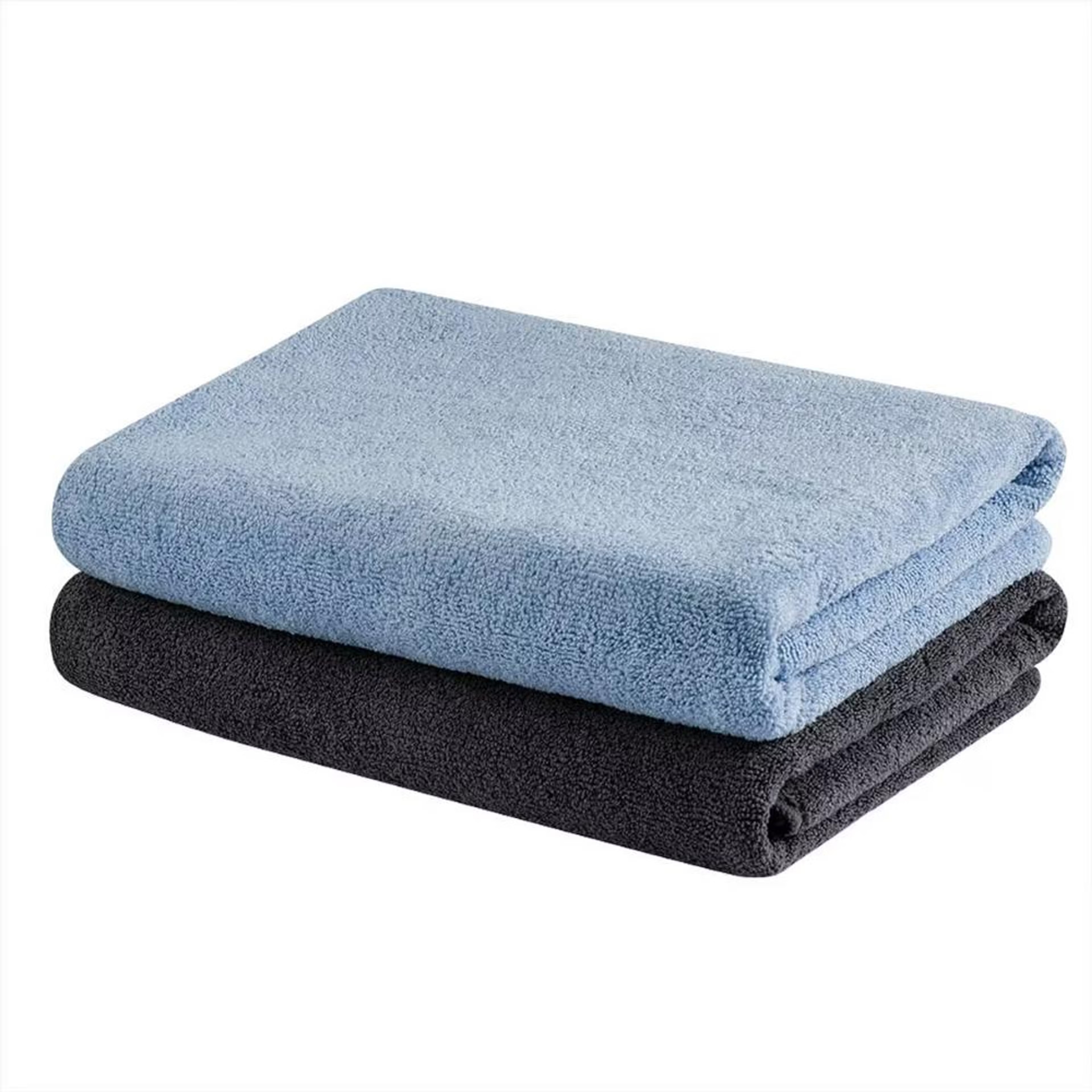 Microfibre Large Bath Towel | Set of 2 | 350 GSM | Highly Absorbent, Quick-Dry & Ultra-Soft | 23.6 x 47.7 Inches Bath Towel, Set of 2, Rock Gray & Delicate Blue