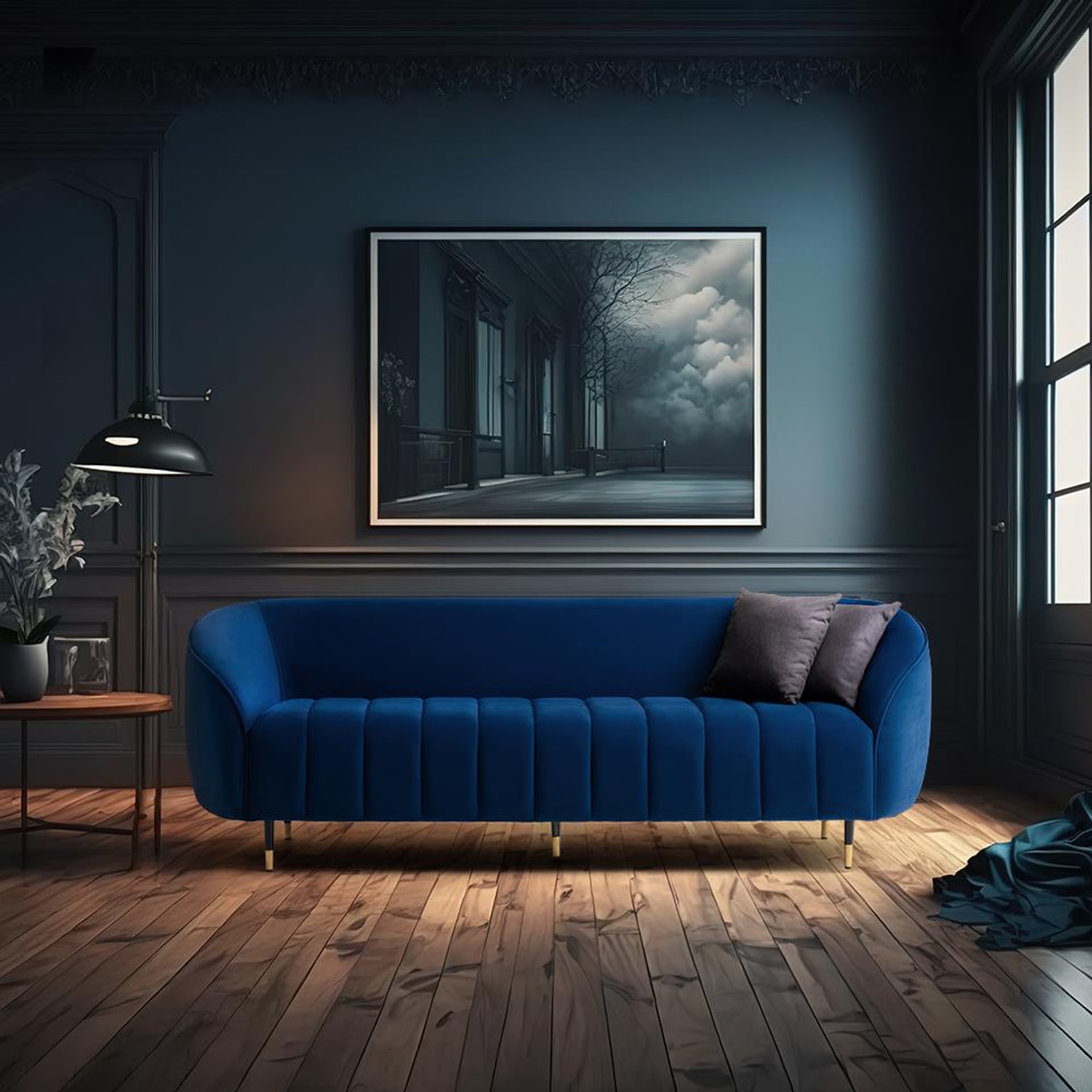 Wakefit Tasmania Sofa - Three Seater Regular, Three Seater, Blue