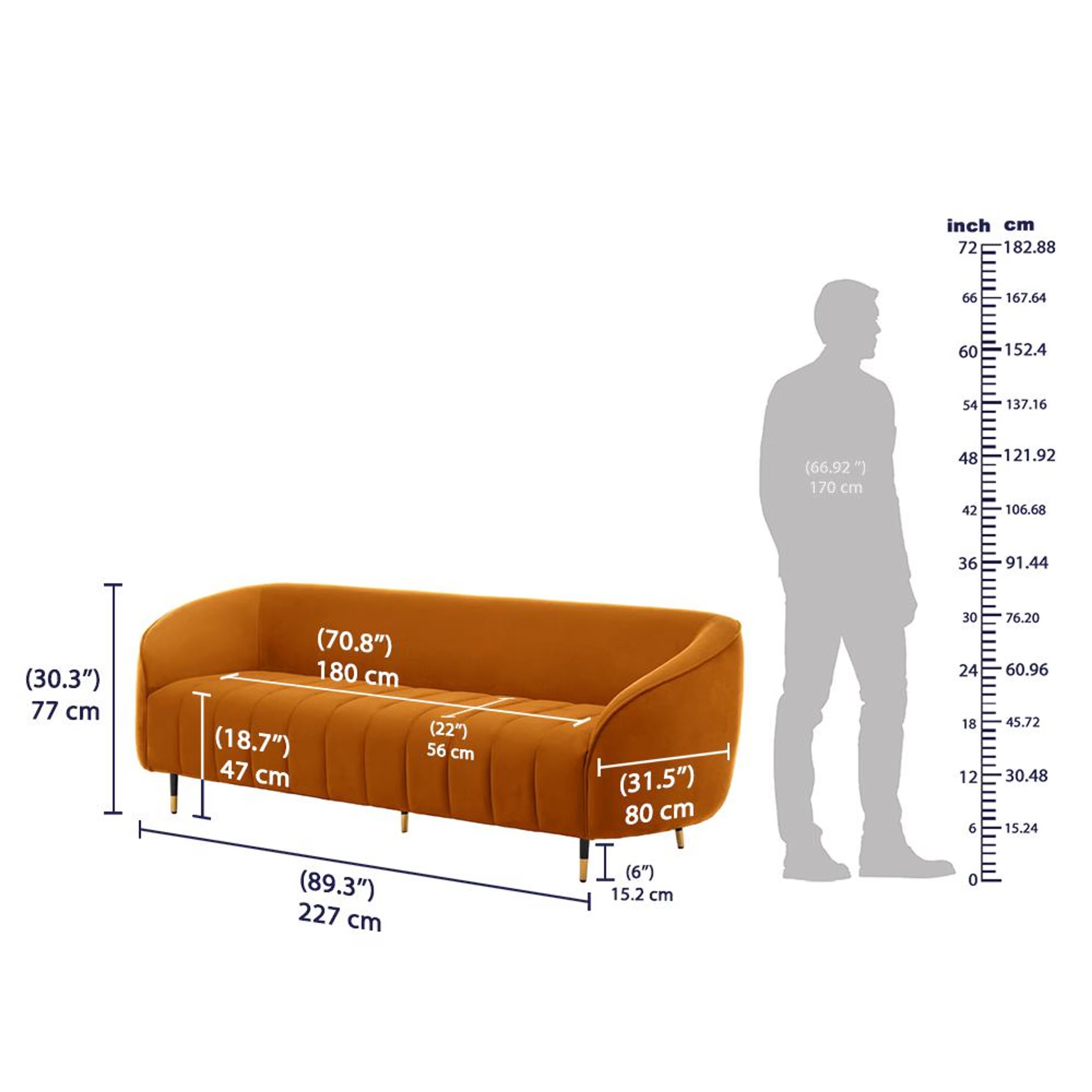 Wakefit Tasmania Sofa - Three Seater Regular, Three Seater, Amber 6 Wakefit Tasmania Sofa - Three Seater Regular, Three Seater, Amber