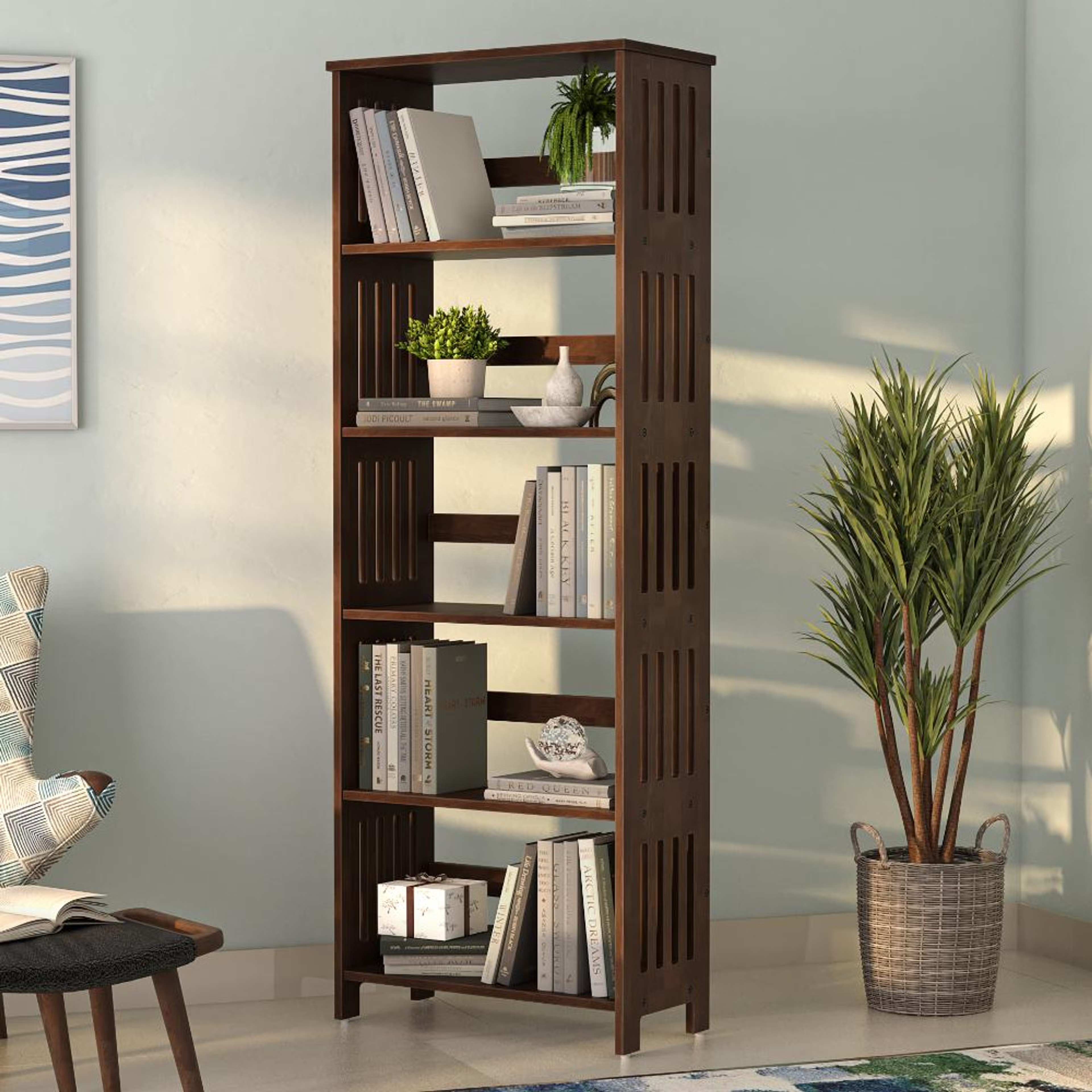 Wakefit Potter Solid wood Bookshelf Irish Walnut