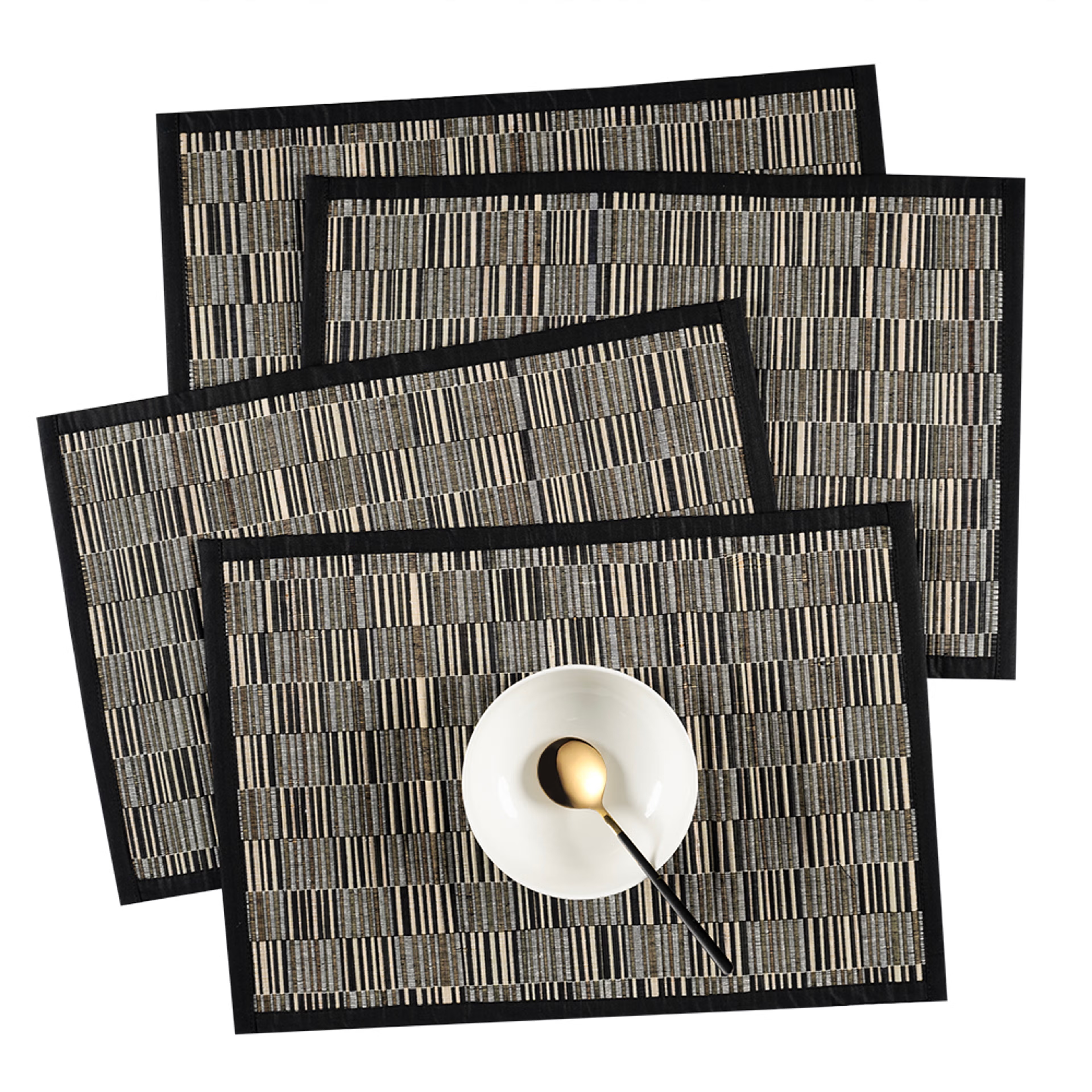 Wakefit Kanga Black, Rectangular Bamboo Dining Table Placemat - Set of 4 Kanga Black, Set of 4 5 Wakefit Kanga Black, Rectangular Bamboo Dining Table Placemat - Set of 4 Kanga Black, Set of 4