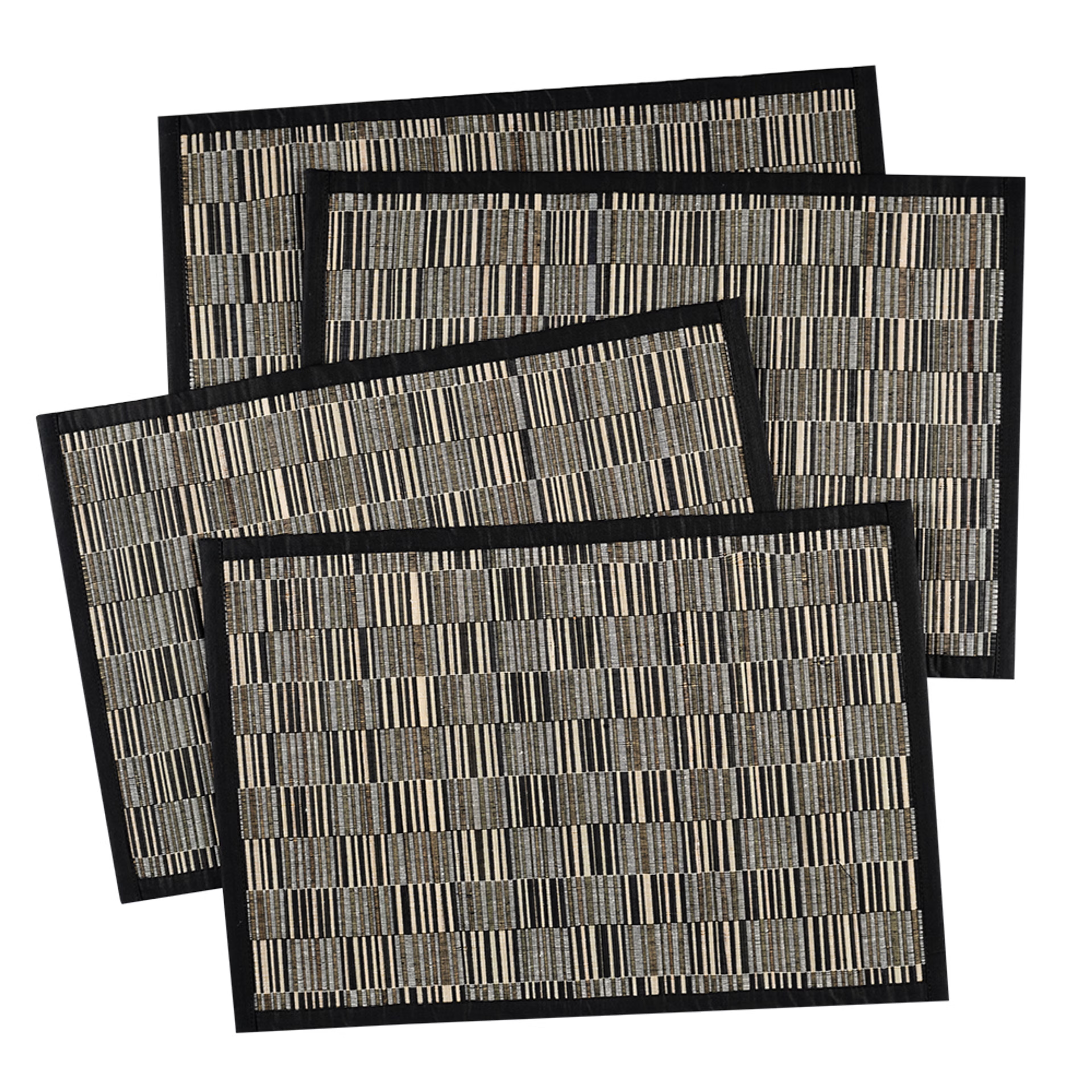 Wakefit Kanga Black, Rectangular Bamboo Dining Table Placemat - Set of 4 Kanga Black, Set of 4 6 Wakefit Kanga Black, Rectangular Bamboo Dining Table Placemat - Set of 4 Kanga Black, Set of 4
