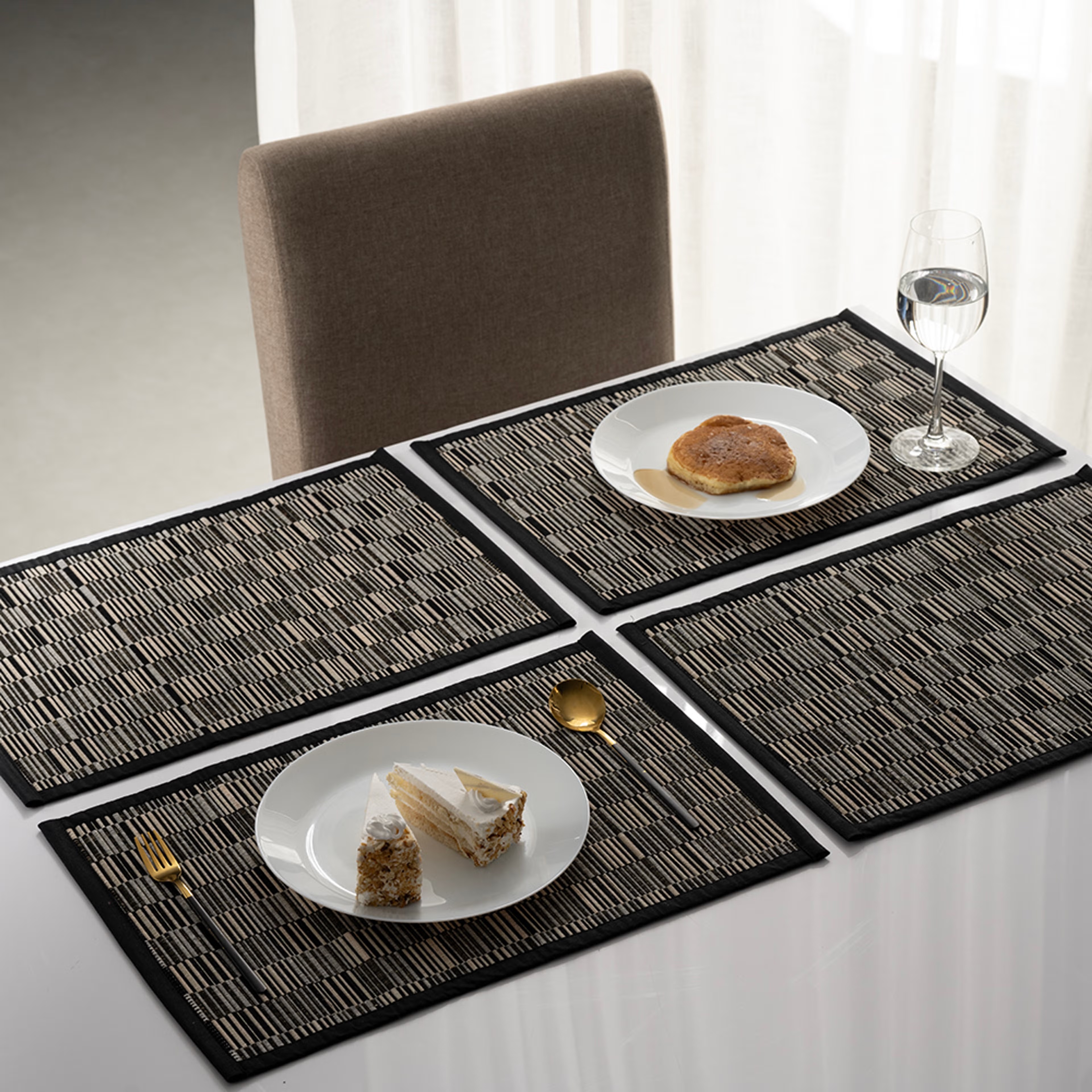 Wakefit Kanga Black, Rectangular Bamboo Dining Table Placemat - Set of 4 Kanga Black, Set of 4 7 Wakefit Kanga Black, Rectangular Bamboo Dining Table Placemat - Set of 4 Kanga Black, Set of 4