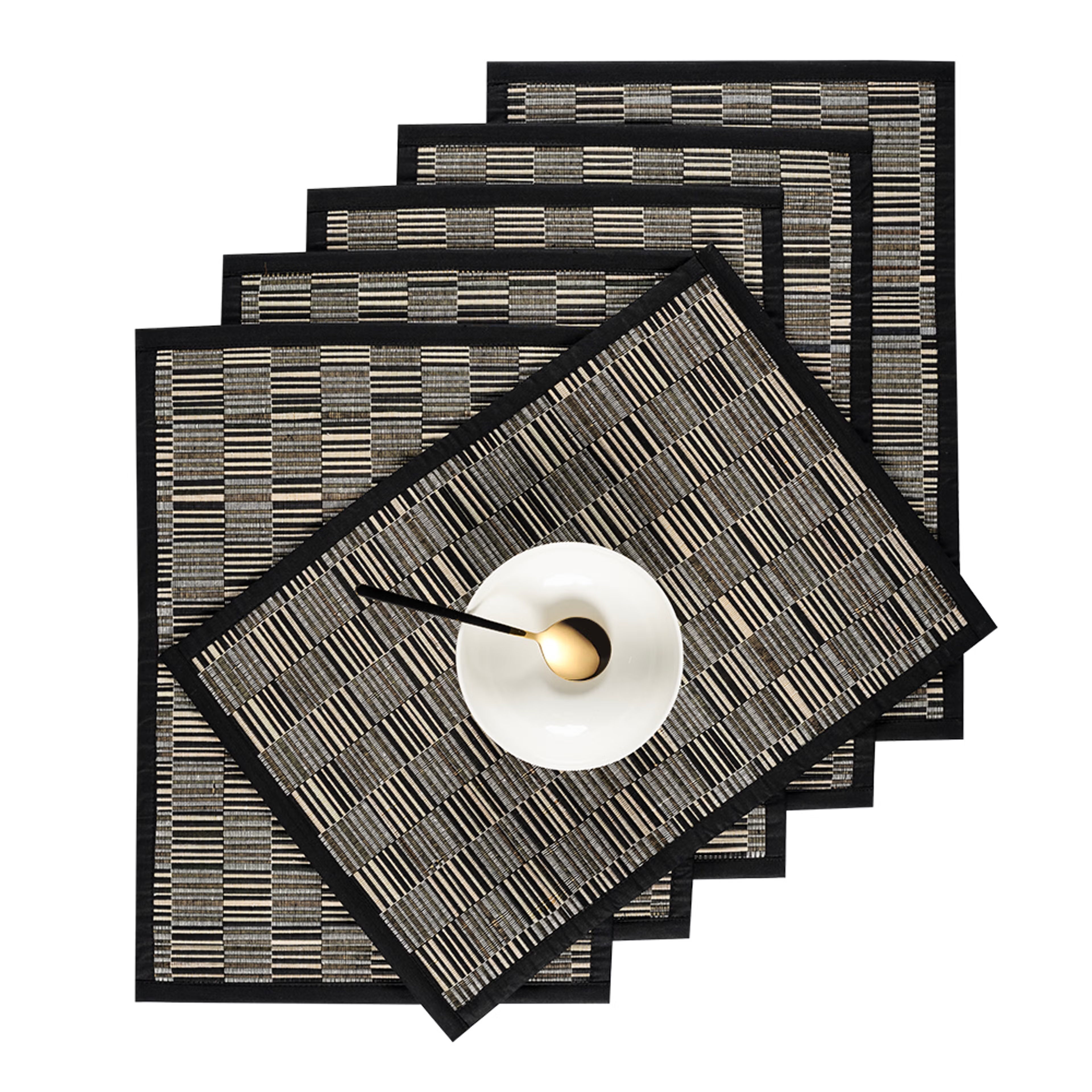 Wakefit Kanga Black, Rectangular Bamboo Dining Table Placemat - Set of 6 Kanga Black, Set of 6 6 Wakefit Kanga Black, Rectangular Bamboo Dining Table Placemat - Set of 6 Kanga Black, Set of 6