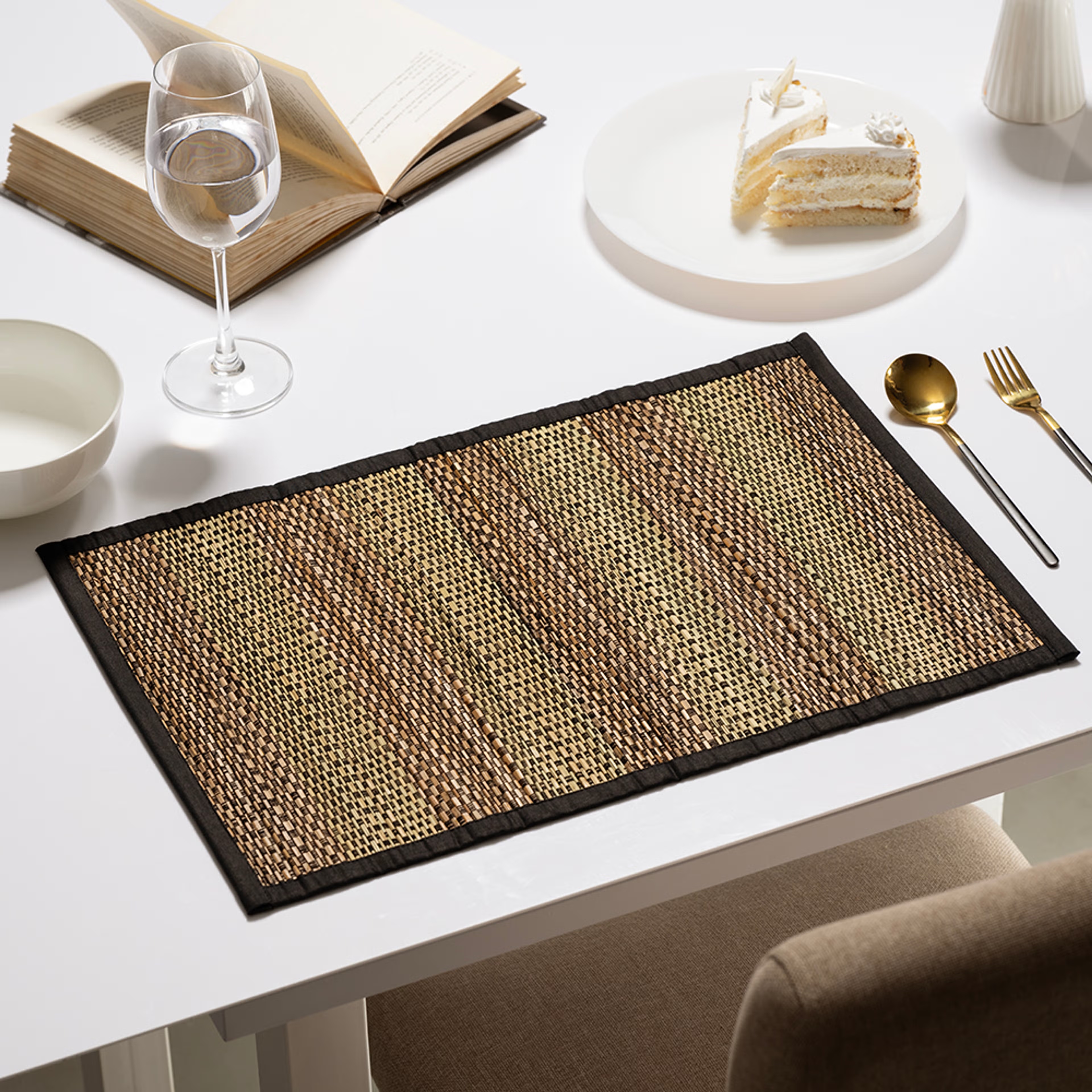 Wakefit Kanga Brown, Rectangular Bamboo Dining Table Placemat - Set of 4 Kanga Brown, Set of 4