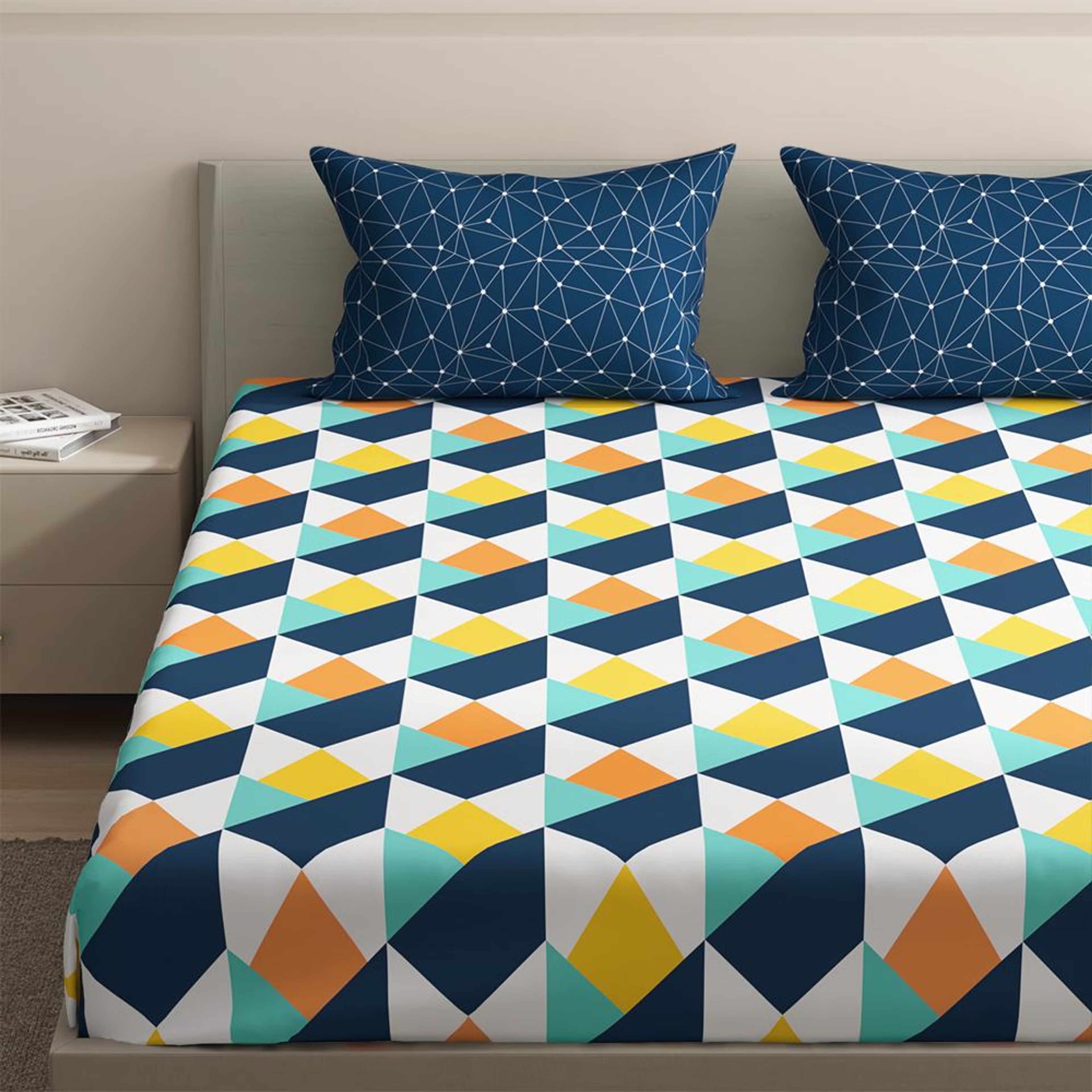 100% Cotton 200 TC Fitted Bedsheet With 2 Pillow Covers | Nicole King, 72" x 70", Nicole| 1.83m x 1.78m King - 72" x 70 6 100% Cotton 200 TC Fitted Bedsheet With 2 Pillow Covers | Nicole King, 72" x 70", Nicole| 1.83m x 1.78m King - 72" x 70\