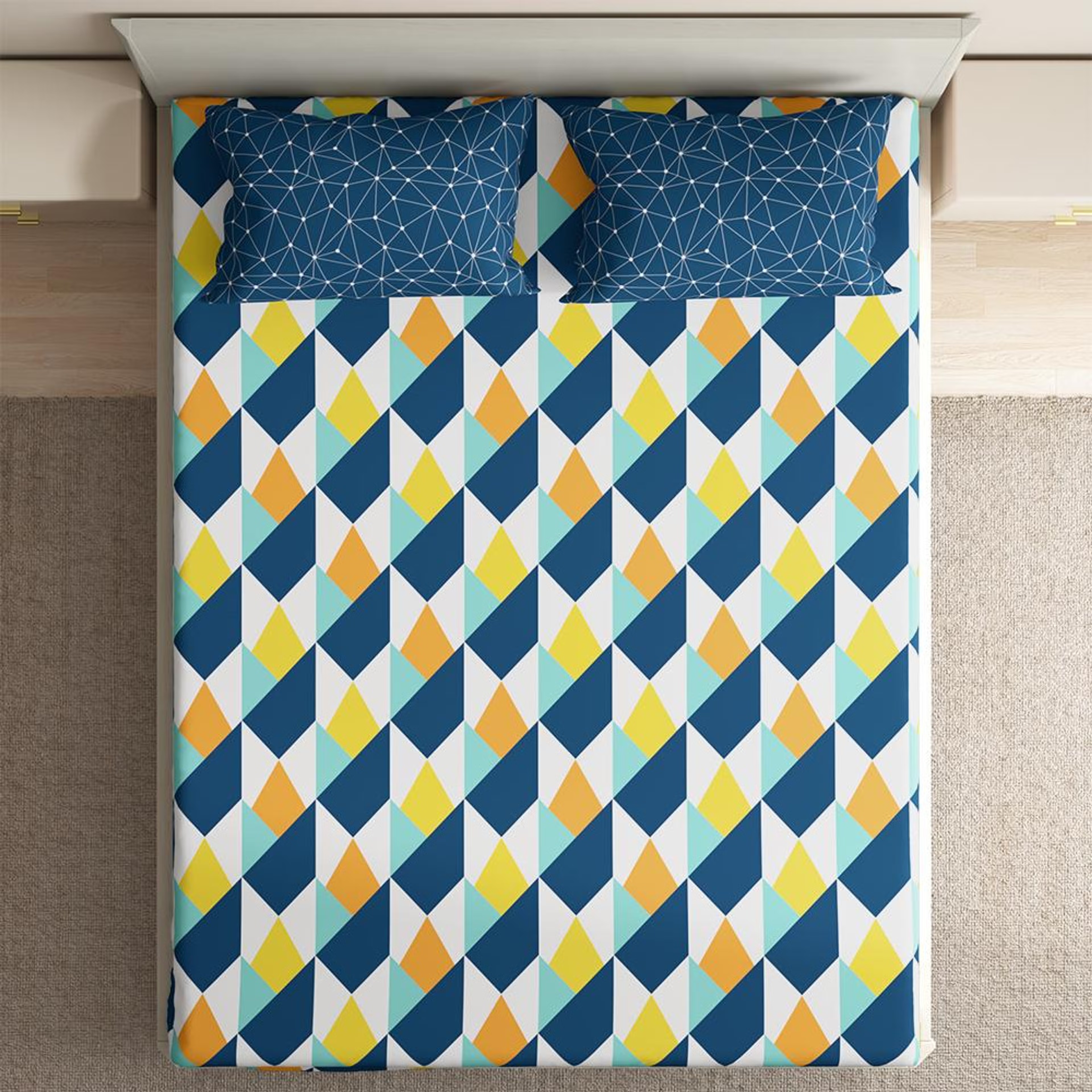 100% Cotton 200 TC Fitted Bedsheet With 2 Pillow Covers | Nicole King, 72" x 70", Nicole| 1.83m x 1.78m King - 72" x 70 7 100% Cotton 200 TC Fitted Bedsheet With 2 Pillow Covers | Nicole King, 72" x 70", Nicole| 1.83m x 1.78m King - 72" x 70\