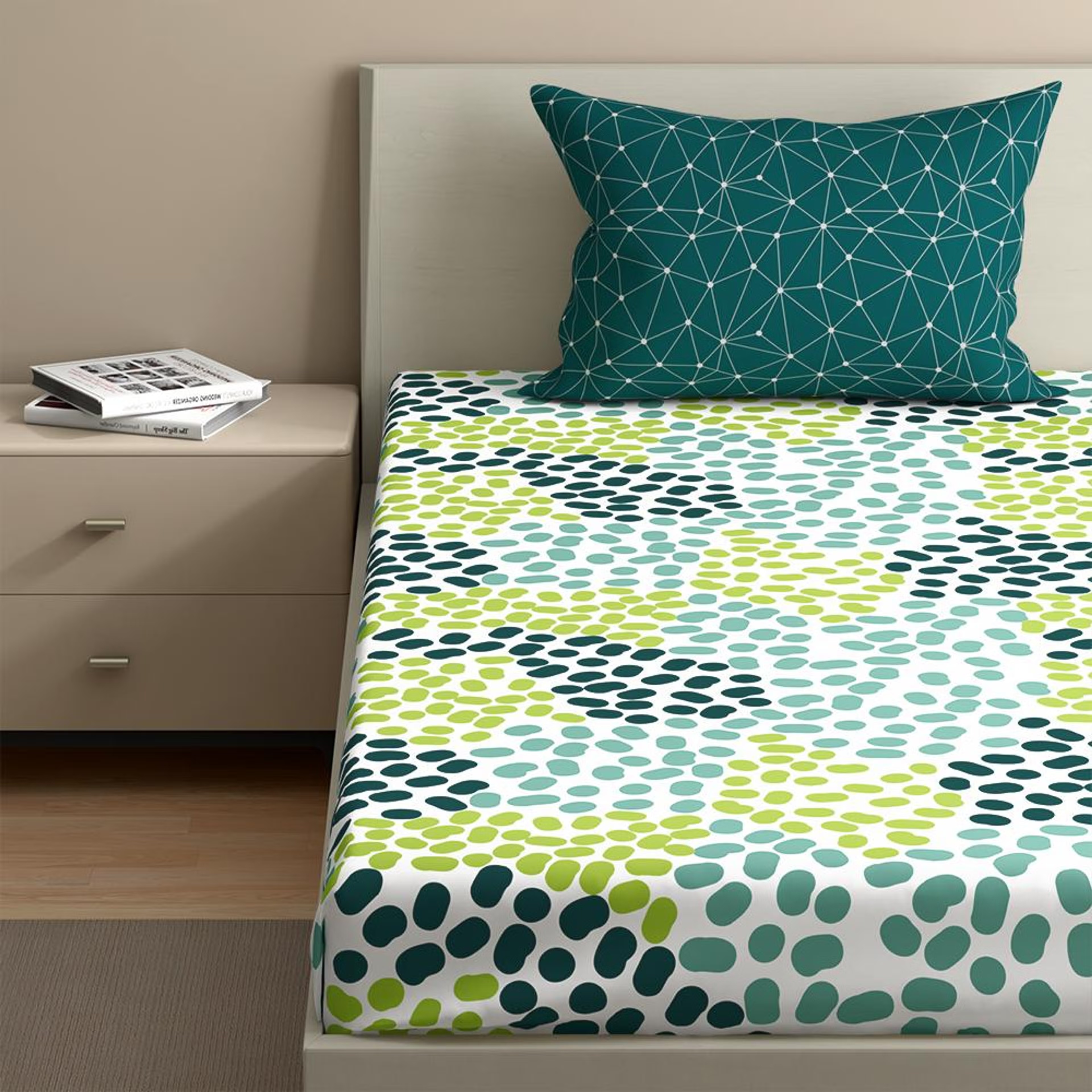 Wakefit 100% Cotton 200 TC Fitted Bedsheet With 1 Pillow Cover | Siri Single - 72" x 30 4 Wakefit 100% Cotton 200 TC Fitted Bedsheet With 1 Pillow Cover | Siri Single - 72" x 30\