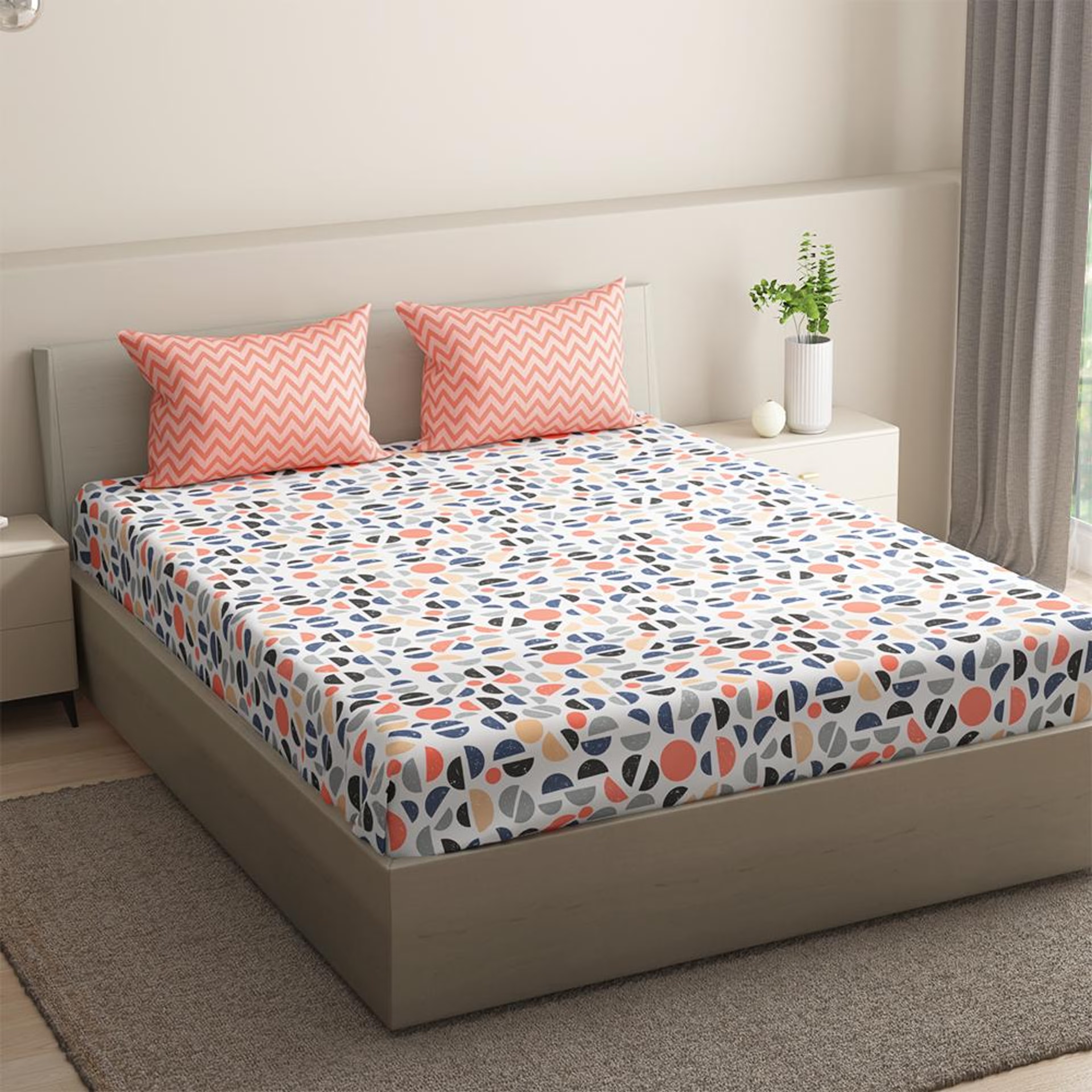 100% Cotton 200 TC Fitted Bedsheet With 2 Pillow Covers | Bekky Queen, 78" x 60", Bekky| 1.98m x 1.52m Queen - 78" x 60 2 100% Cotton 200 TC Fitted Bedsheet With 2 Pillow Covers | Bekky Queen, 78" x 60", Bekky| 1.98m x 1.52m Queen - 78" x 60\